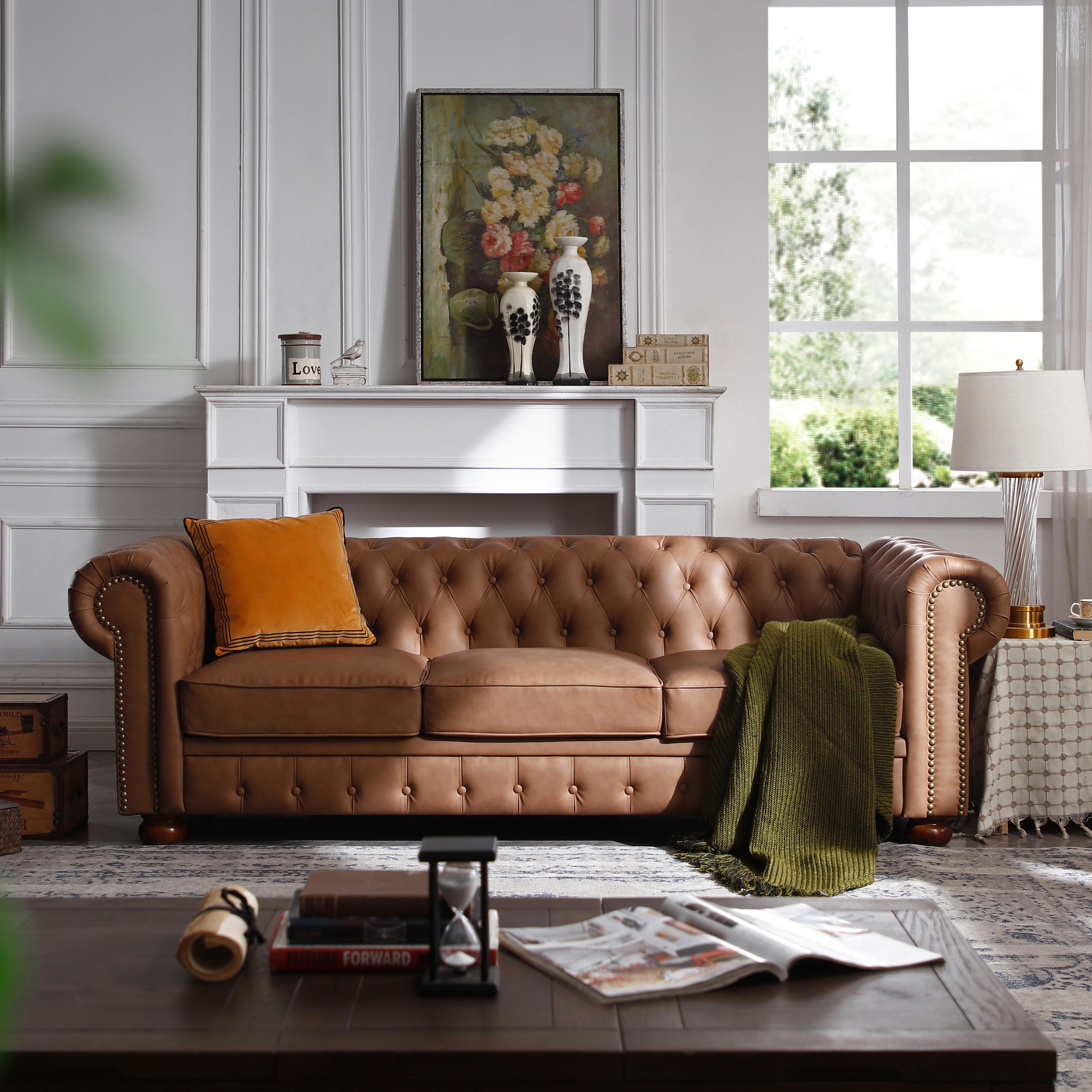 Chesterfield Classic Sofa Brown in Faux Leather