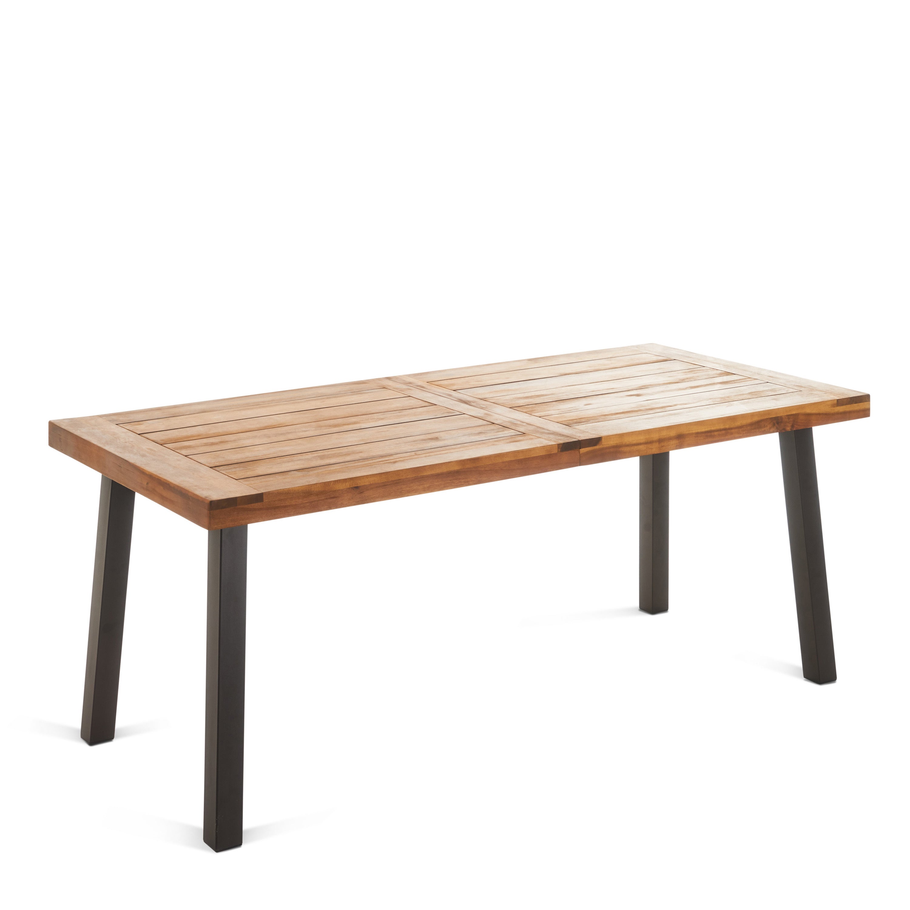 Dellia Industrial Dining Table with Acacia Wood Top