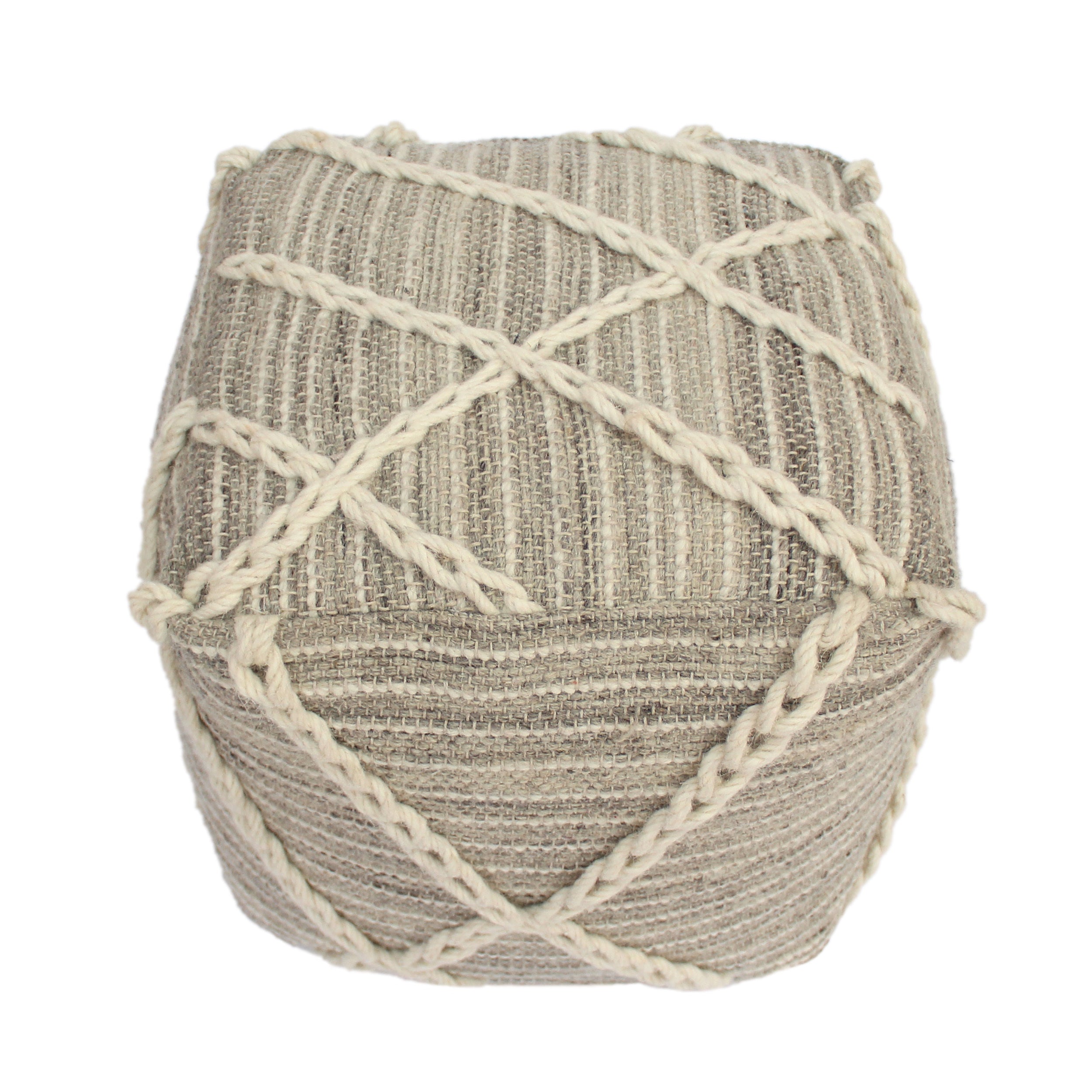 Wooven Modern Wool Rope Square Pouf