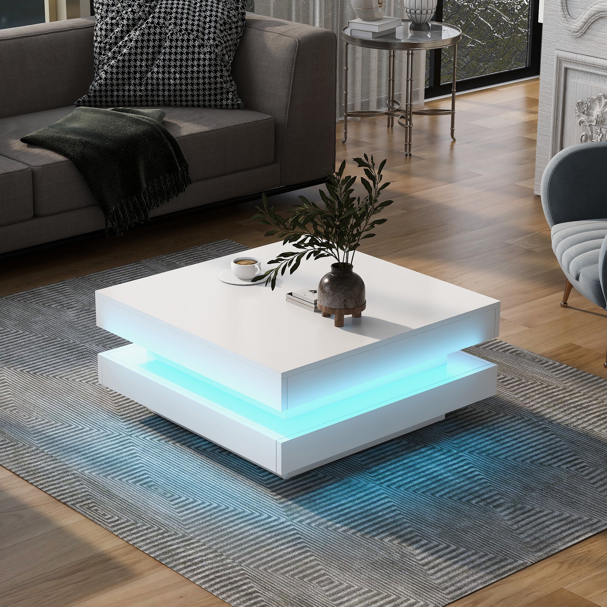 Onica White High Gloss Coffee Table w/ LED