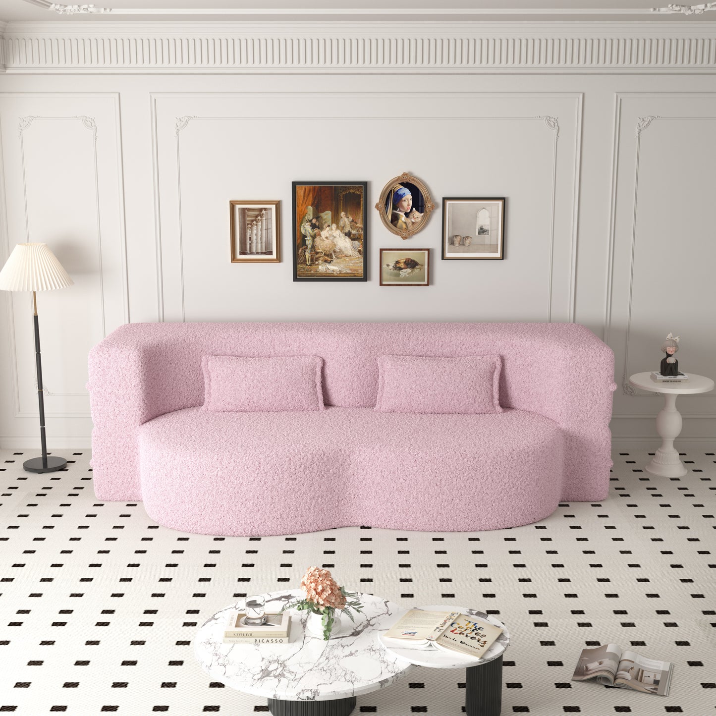 Mucasa Pink Modern Foam-Filled Sleeper Sofa