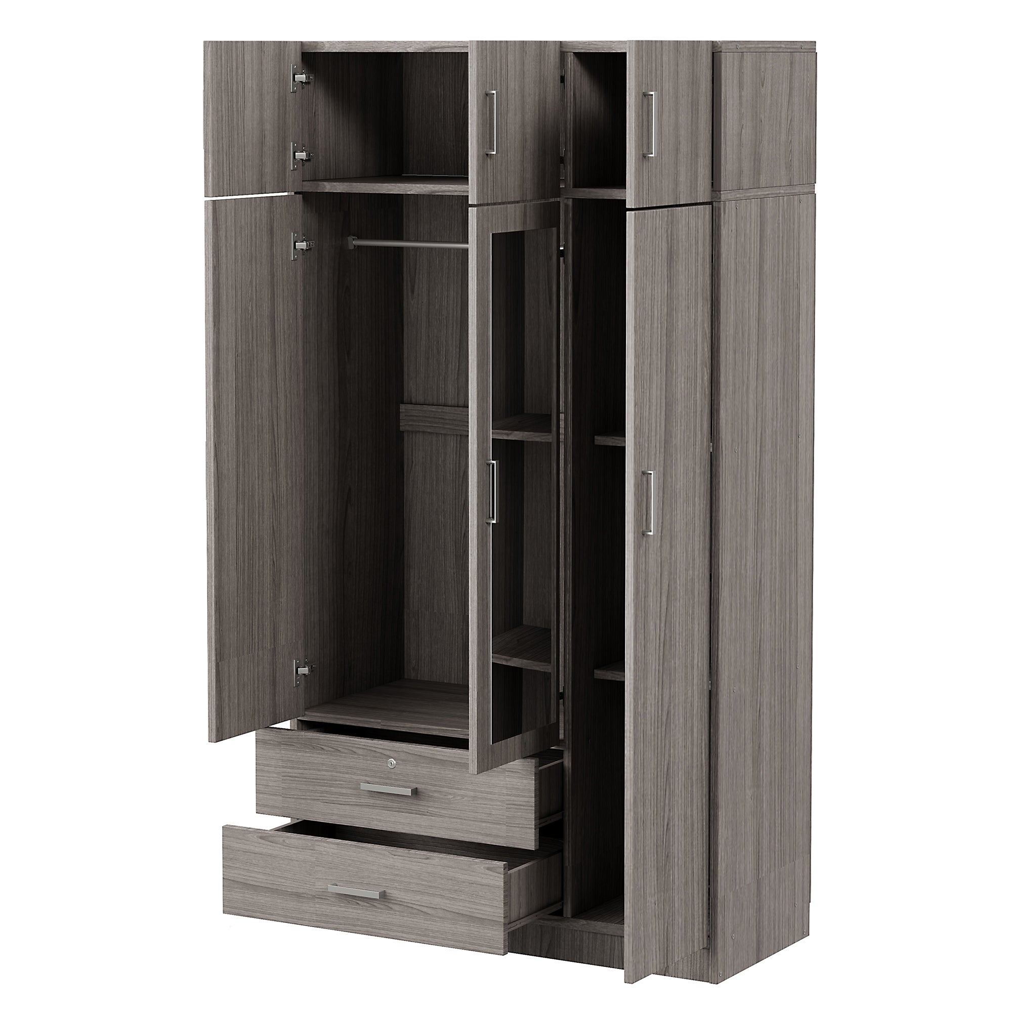 Moderna Gray 3-Door Mirror Wardrobe