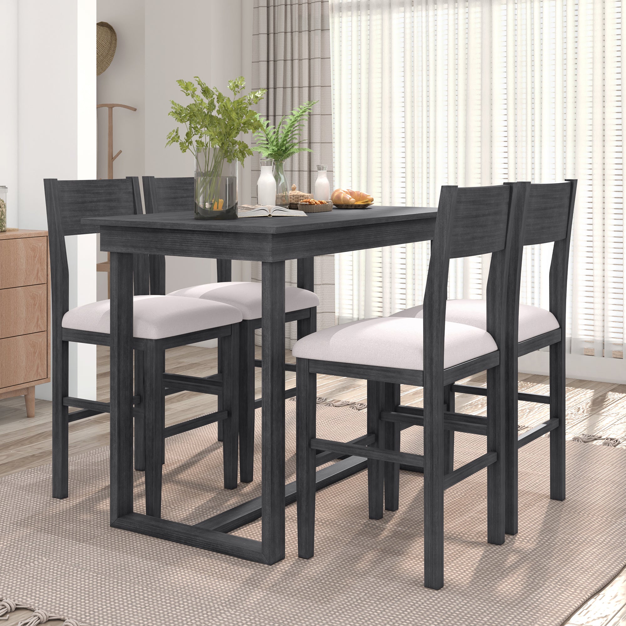 Solora Farmhouse Counter Height 5-Piece Dining Set