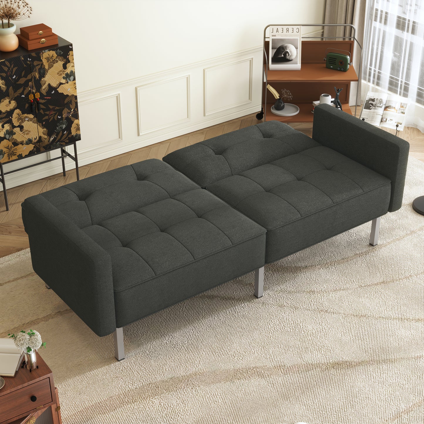 Oris Linen Upholstered Modern Convertible Sofa Bed