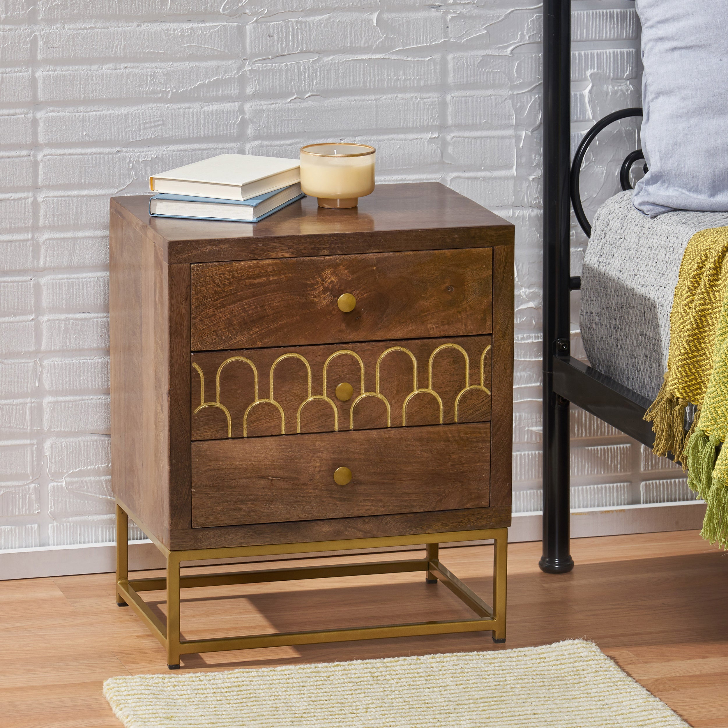 Urban Loft Night Stand in Walnut Finish