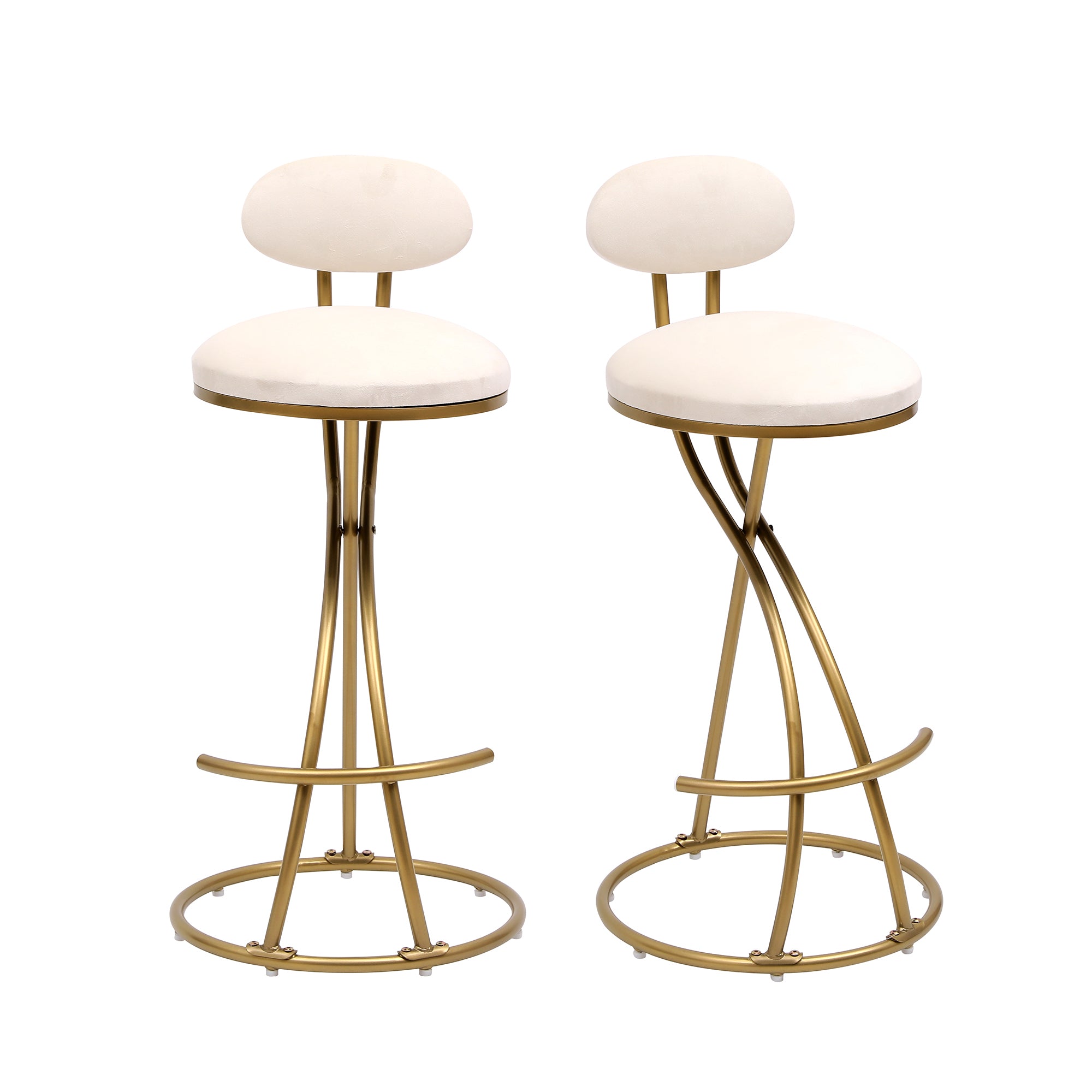 Vickie Cream Round Armless Bar Stools (Set of 2)