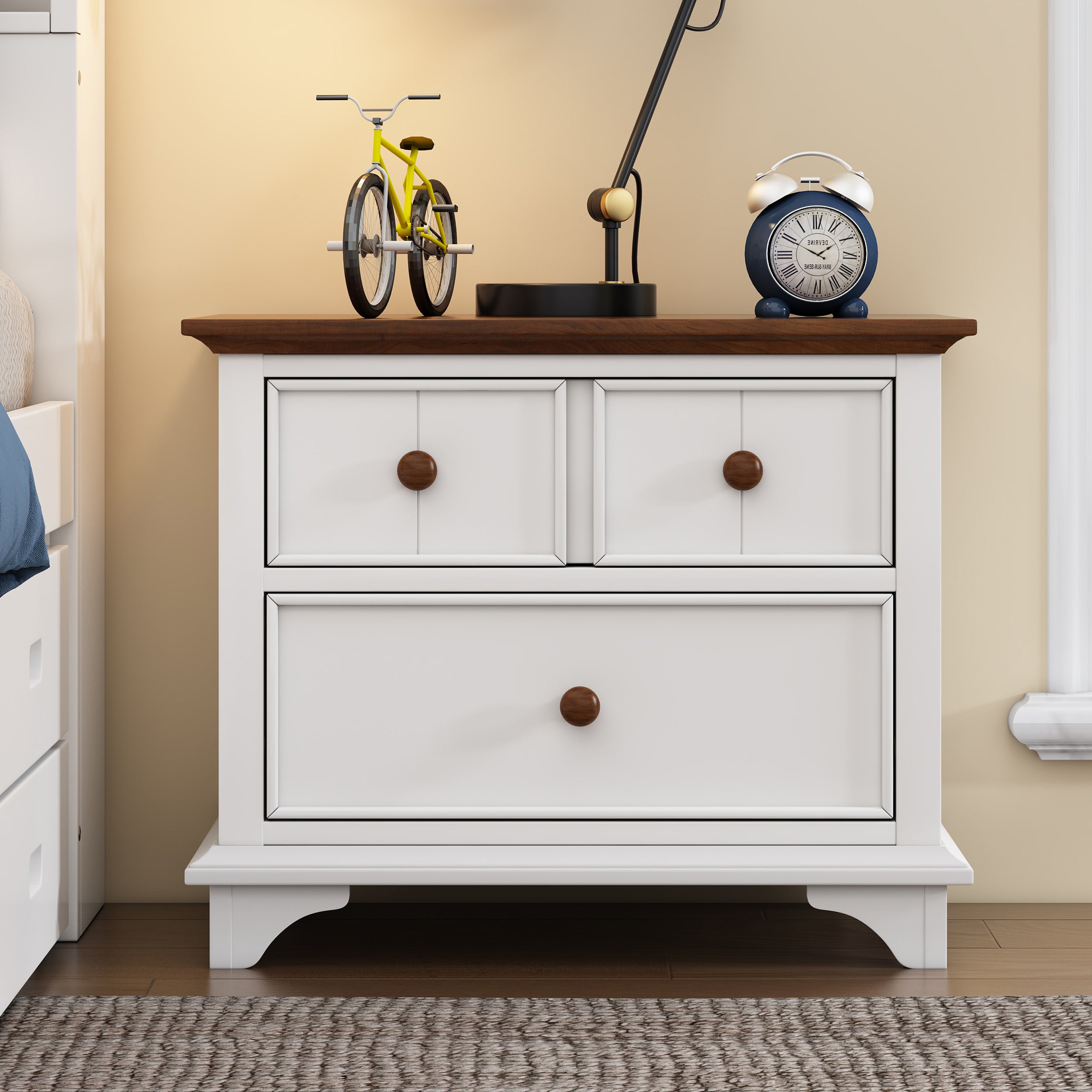 Monroe Wooden Captain Two-Drawer Nightstand