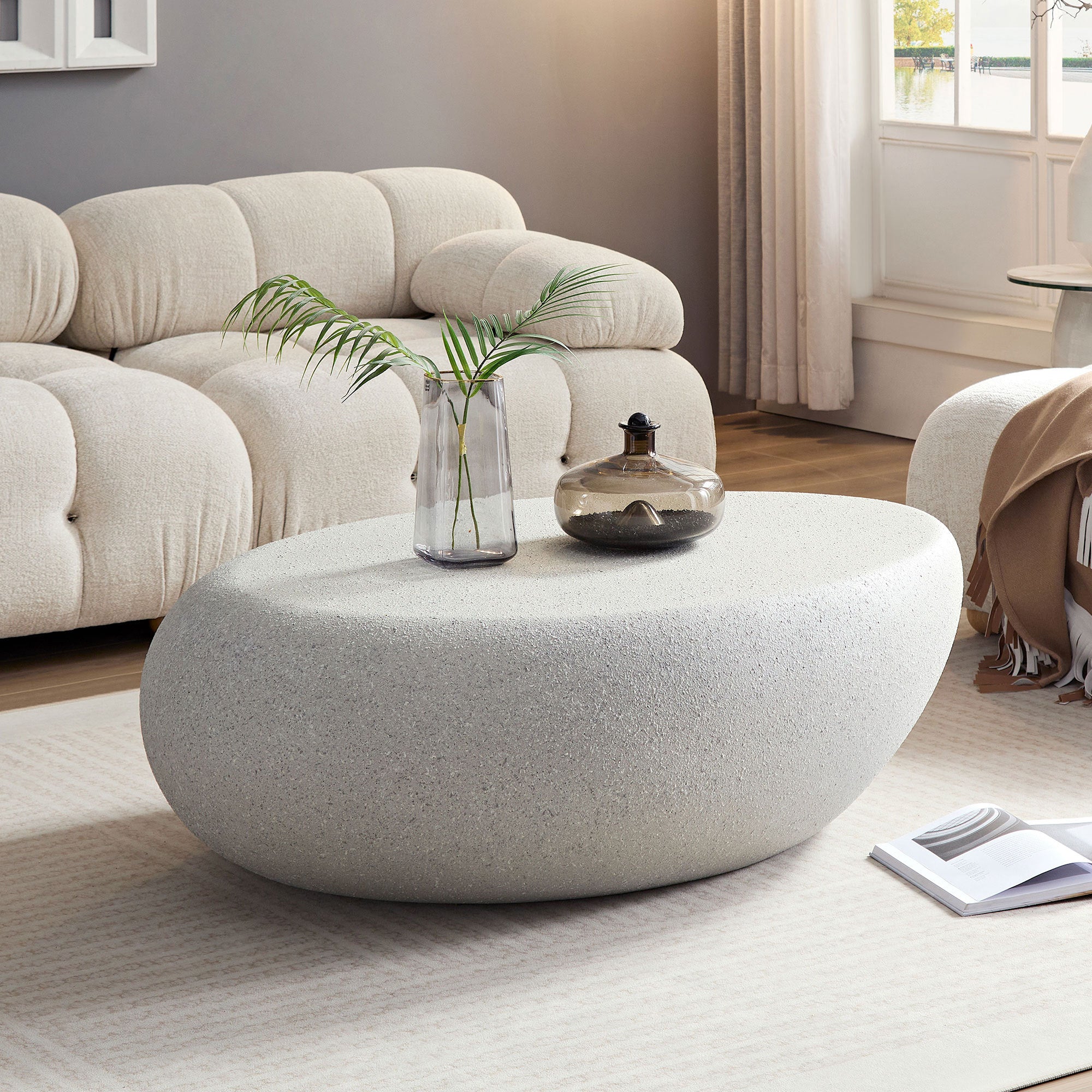 Matte Fiberglass Elliptical Coffee Table