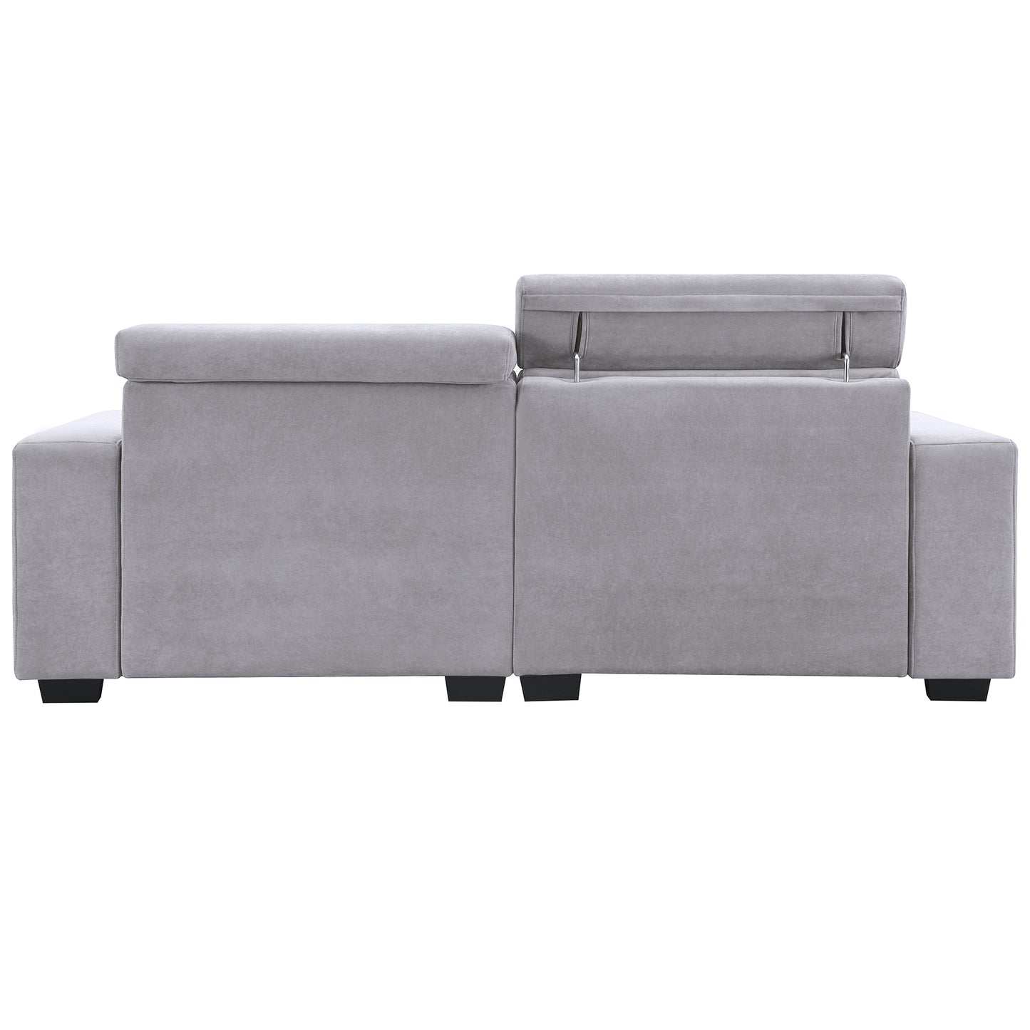 Doral Gray Sectional Sofa Couch w/ Multi-Angle Adjustable Headrest