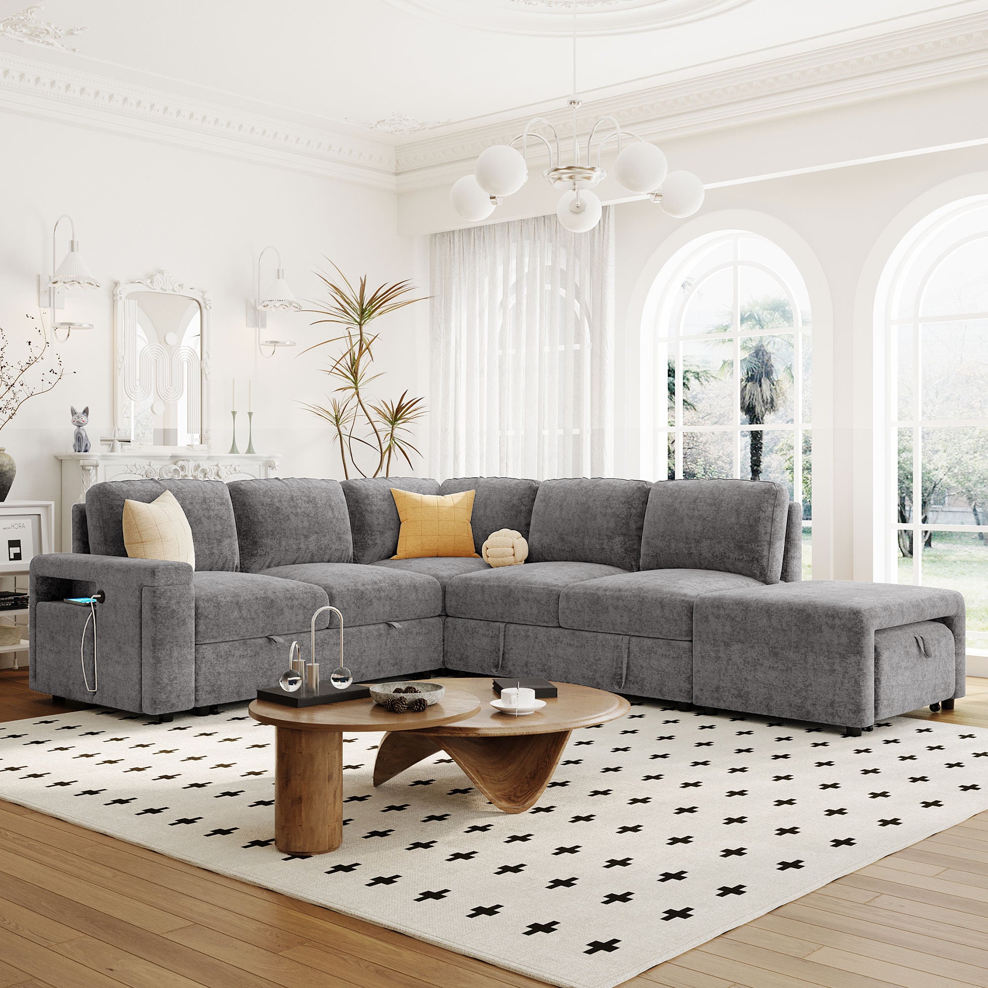 Forma L-shaped Padded Modular Sofa with Storage