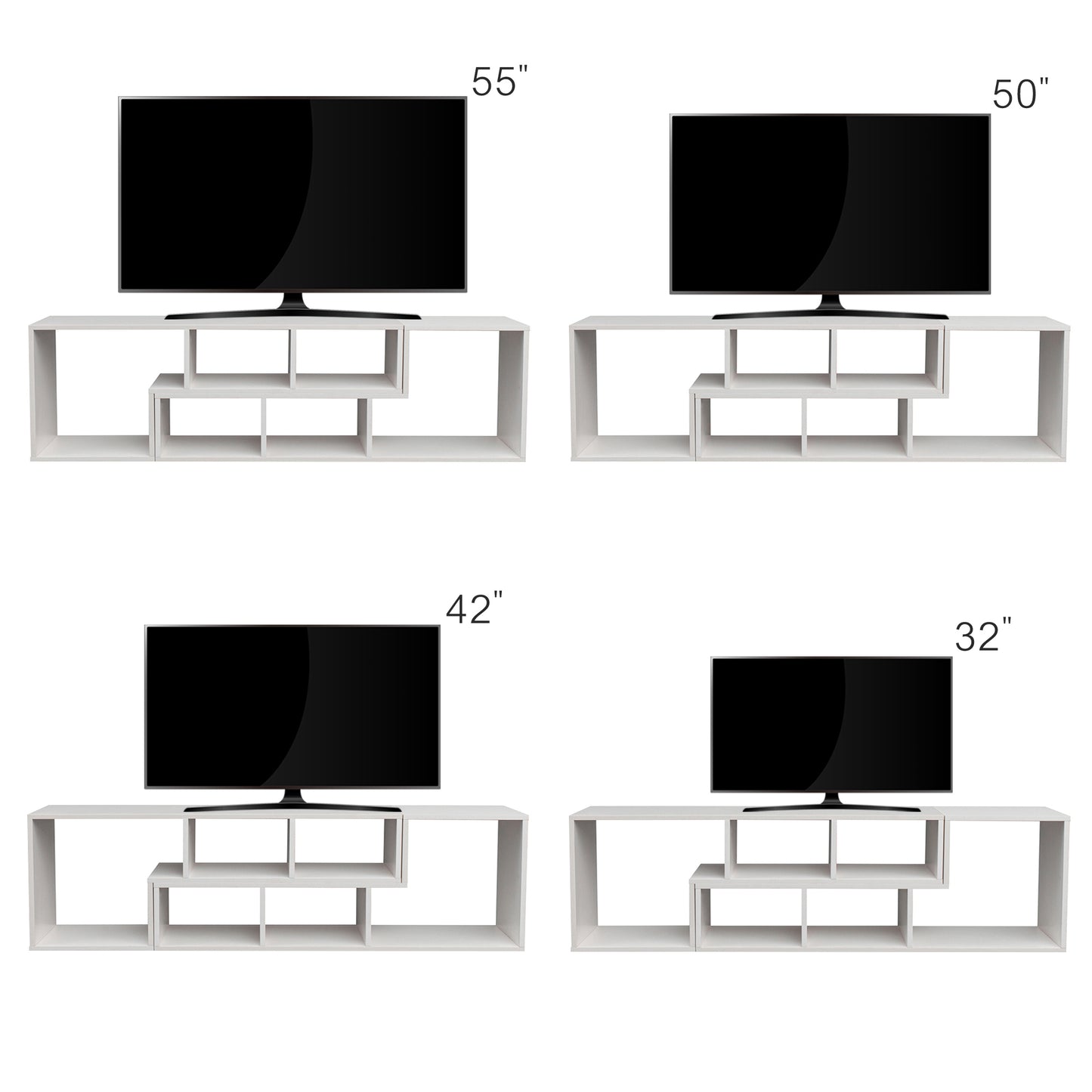 Cubic TV Stand in White Finish