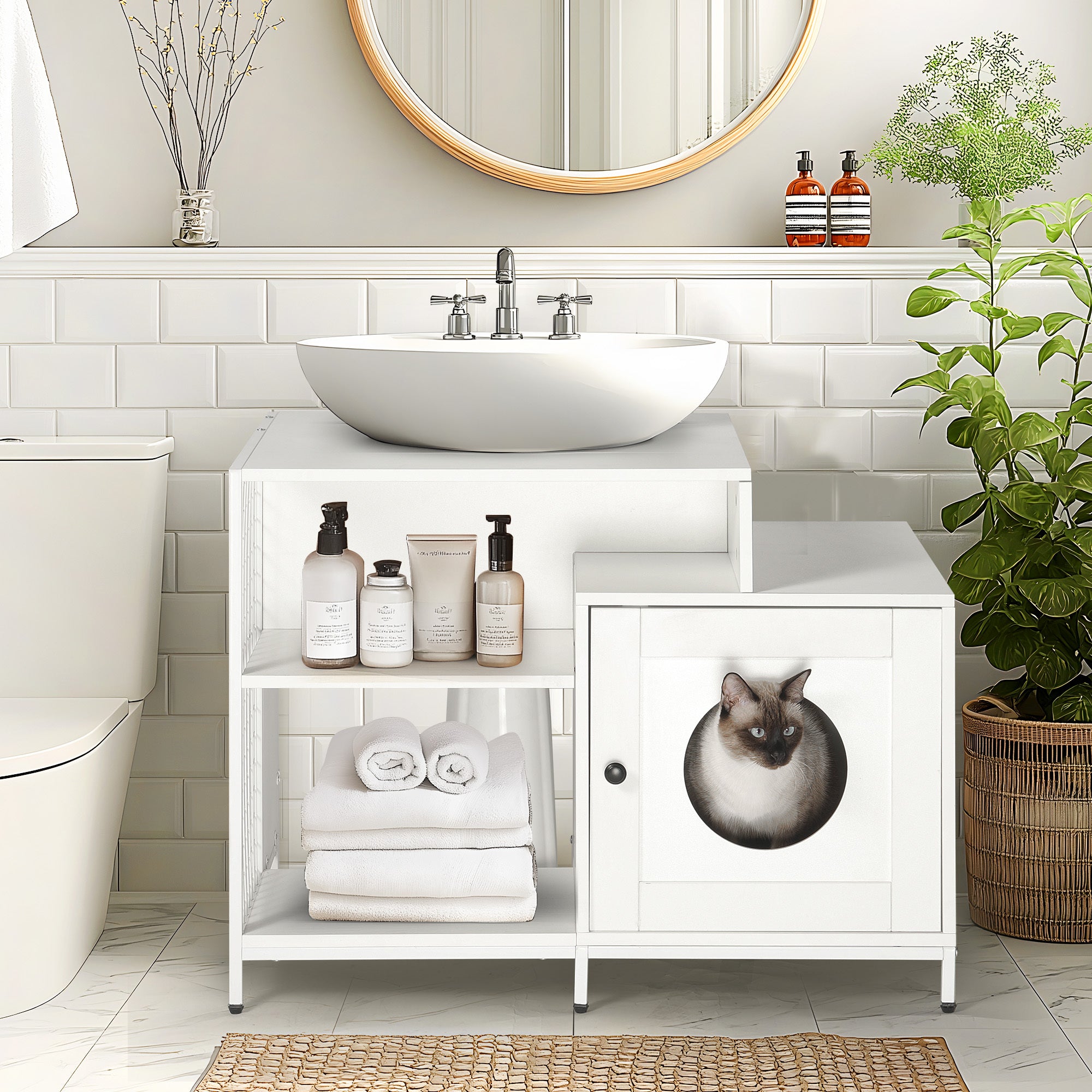 Pawfect Cat litter box enclosure for bathroom