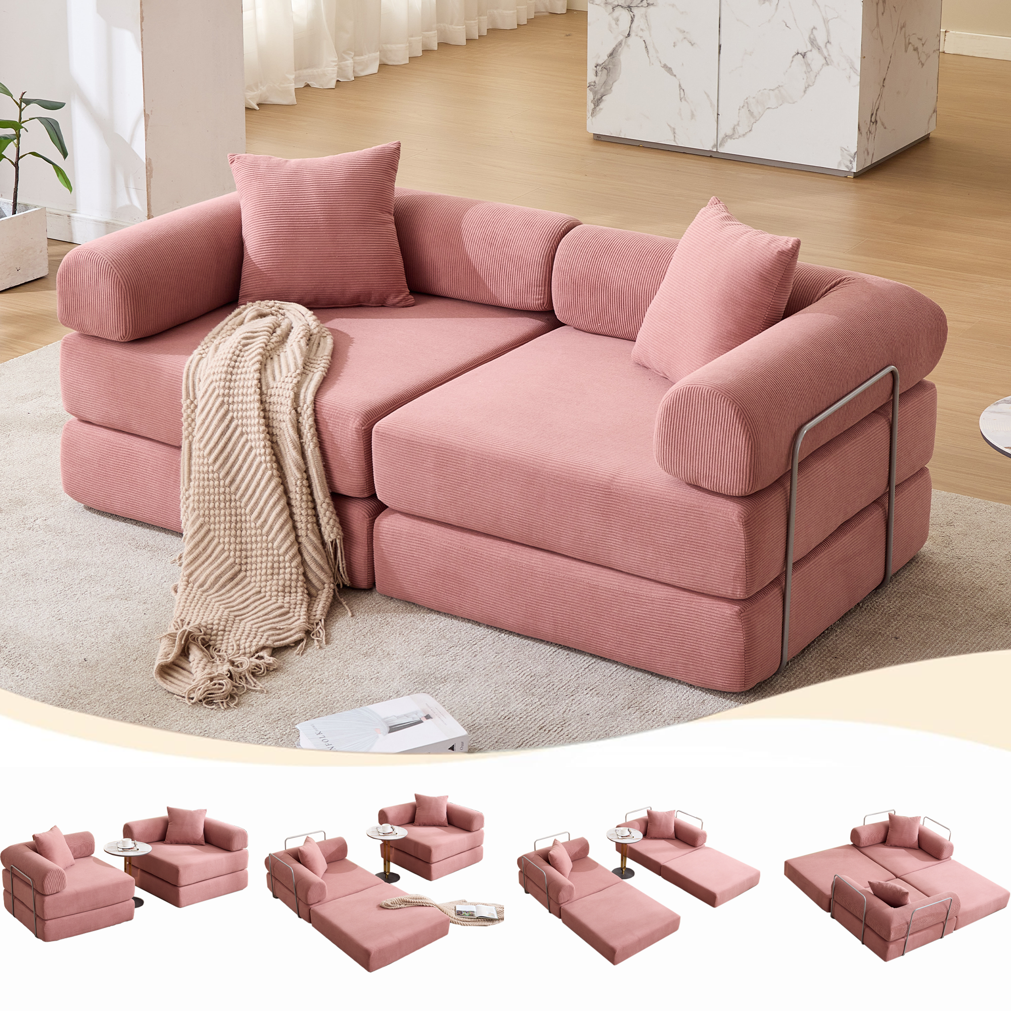 Zolaf Pink Modular Sofa Sleeper