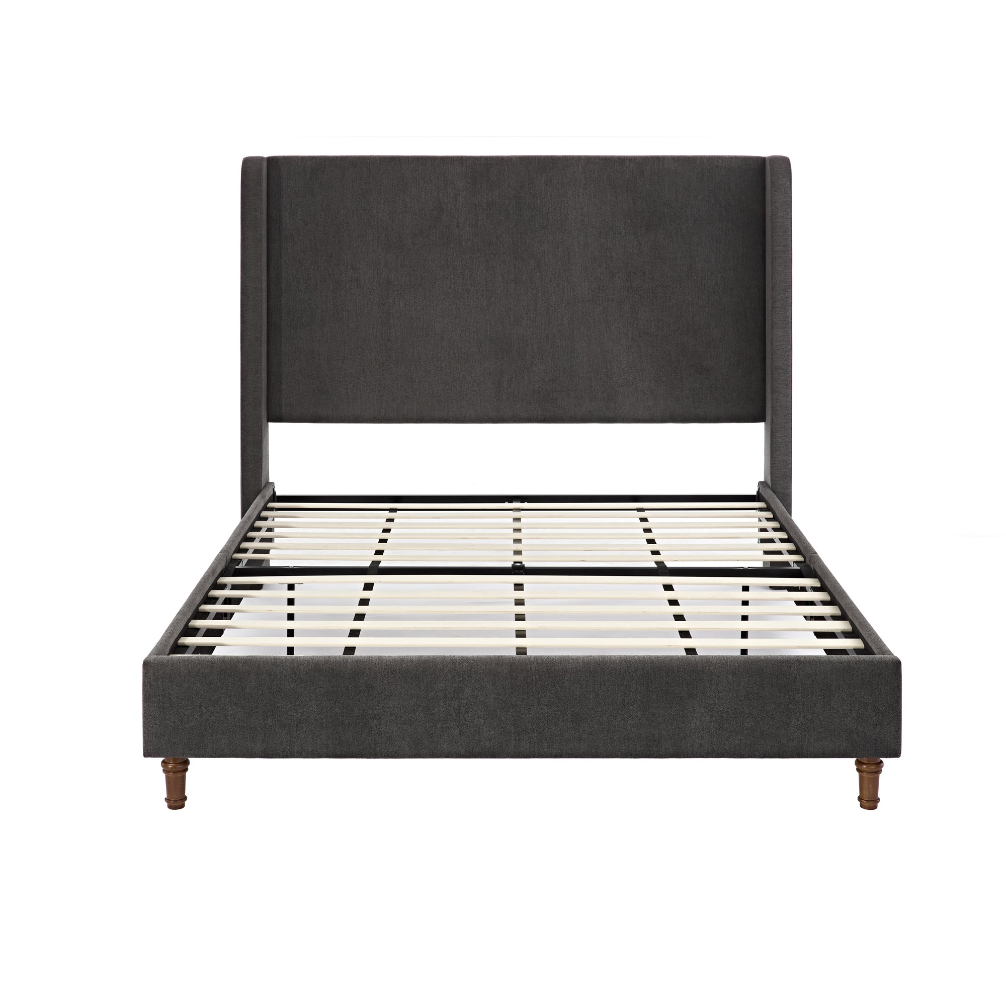 Harper Tall Headboard Upholstered Bed in Dark Grey
