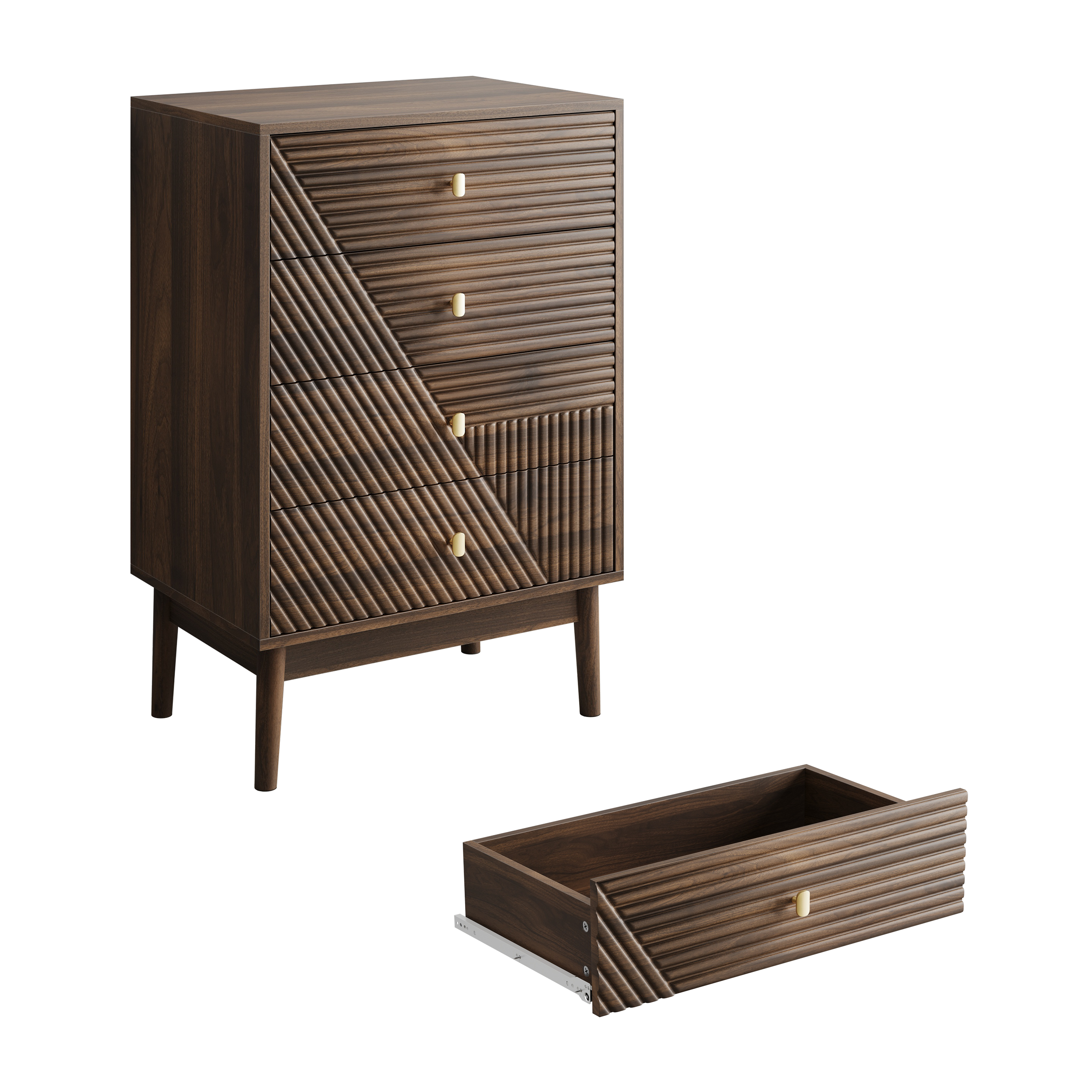 Terra Modern Walnut 4 Drawer Chest
