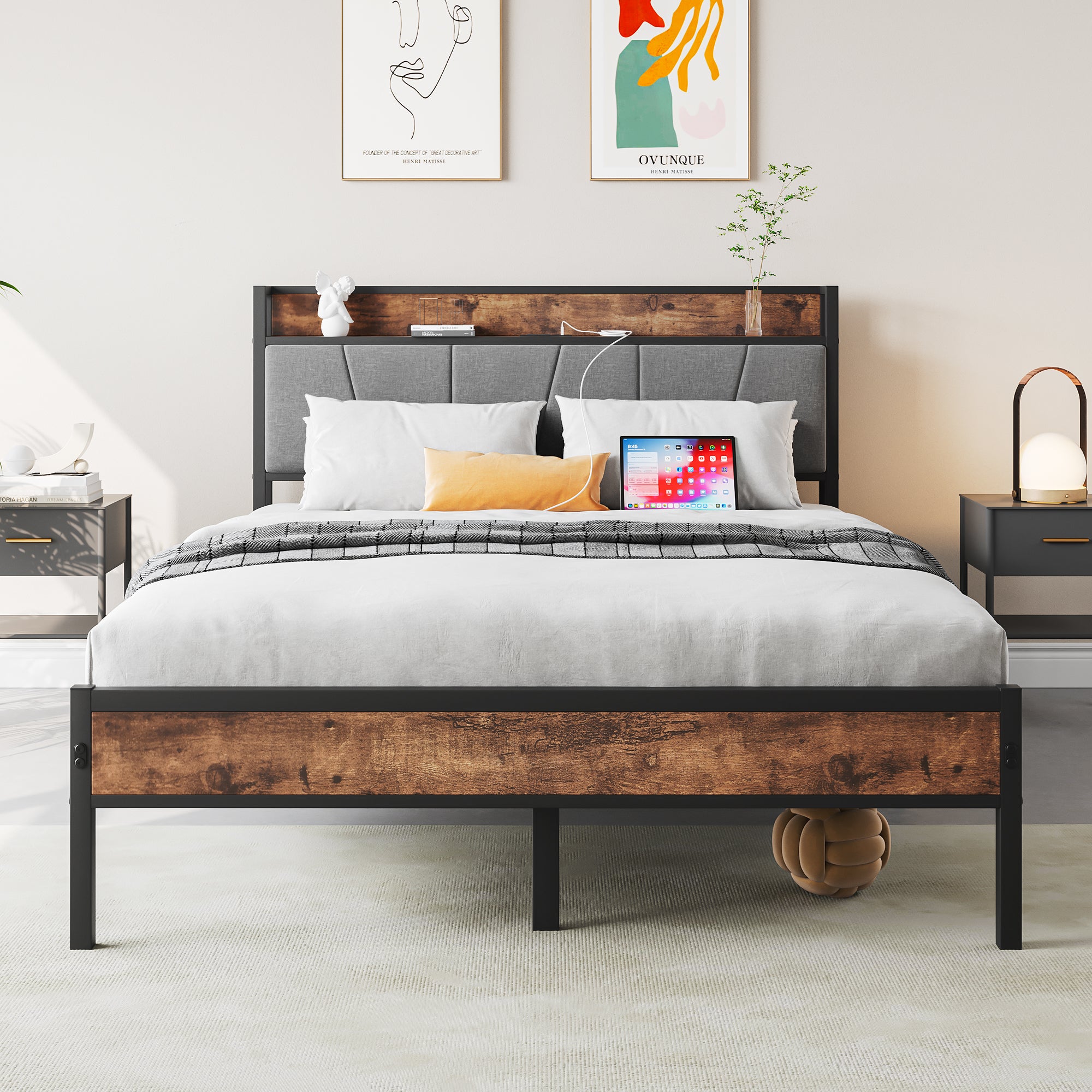 Timberline Full Size Bed Frame with Storage Headboard