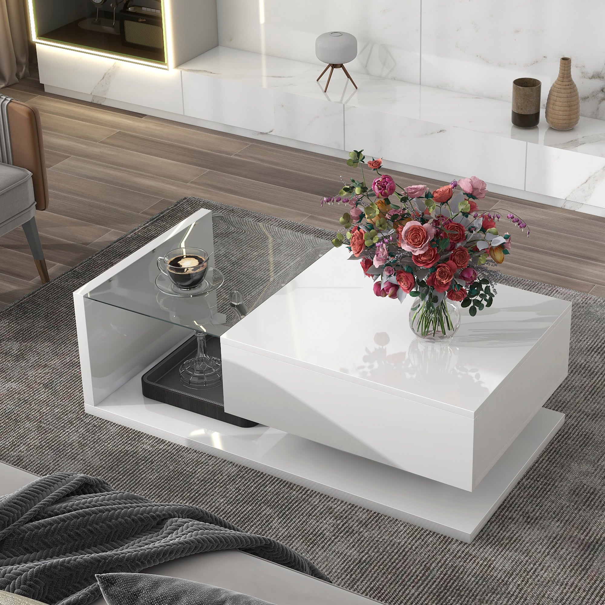 Lovely Modern Coffee Table with Tempered Glass