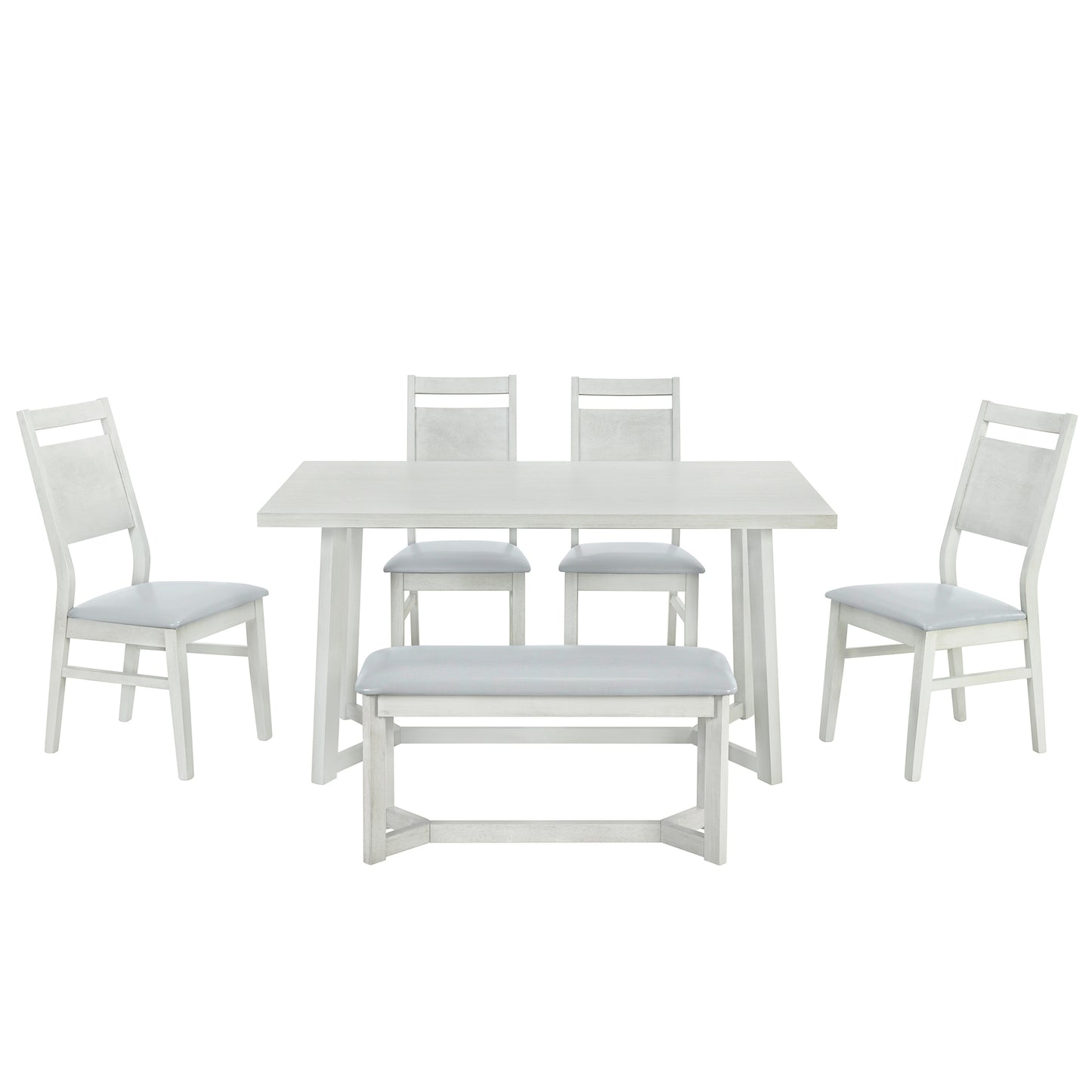 Whittland Farmhouse 6-Piece Wood Dining Table Set in Grey finish