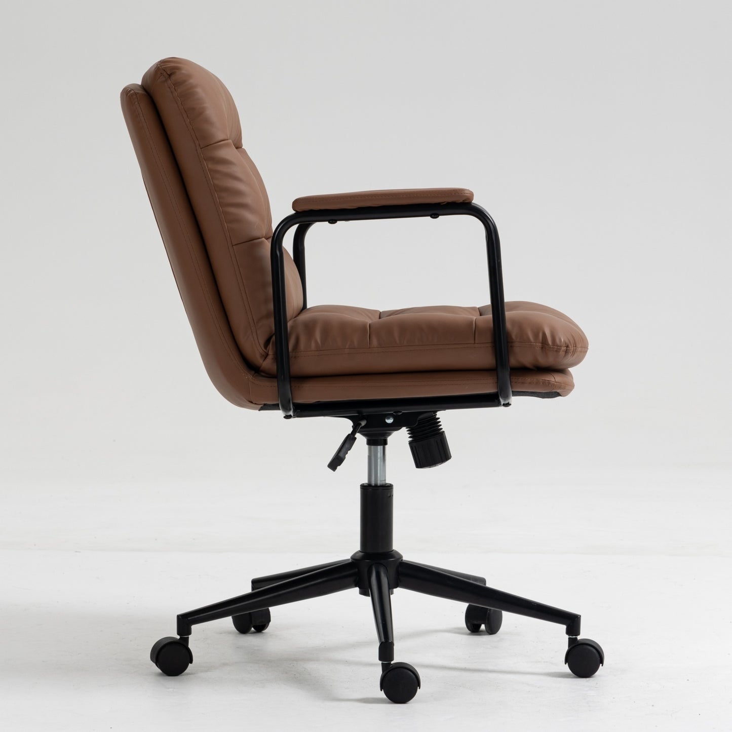 Royton Computer Rolling Swivel Chair in Brown PU Leather