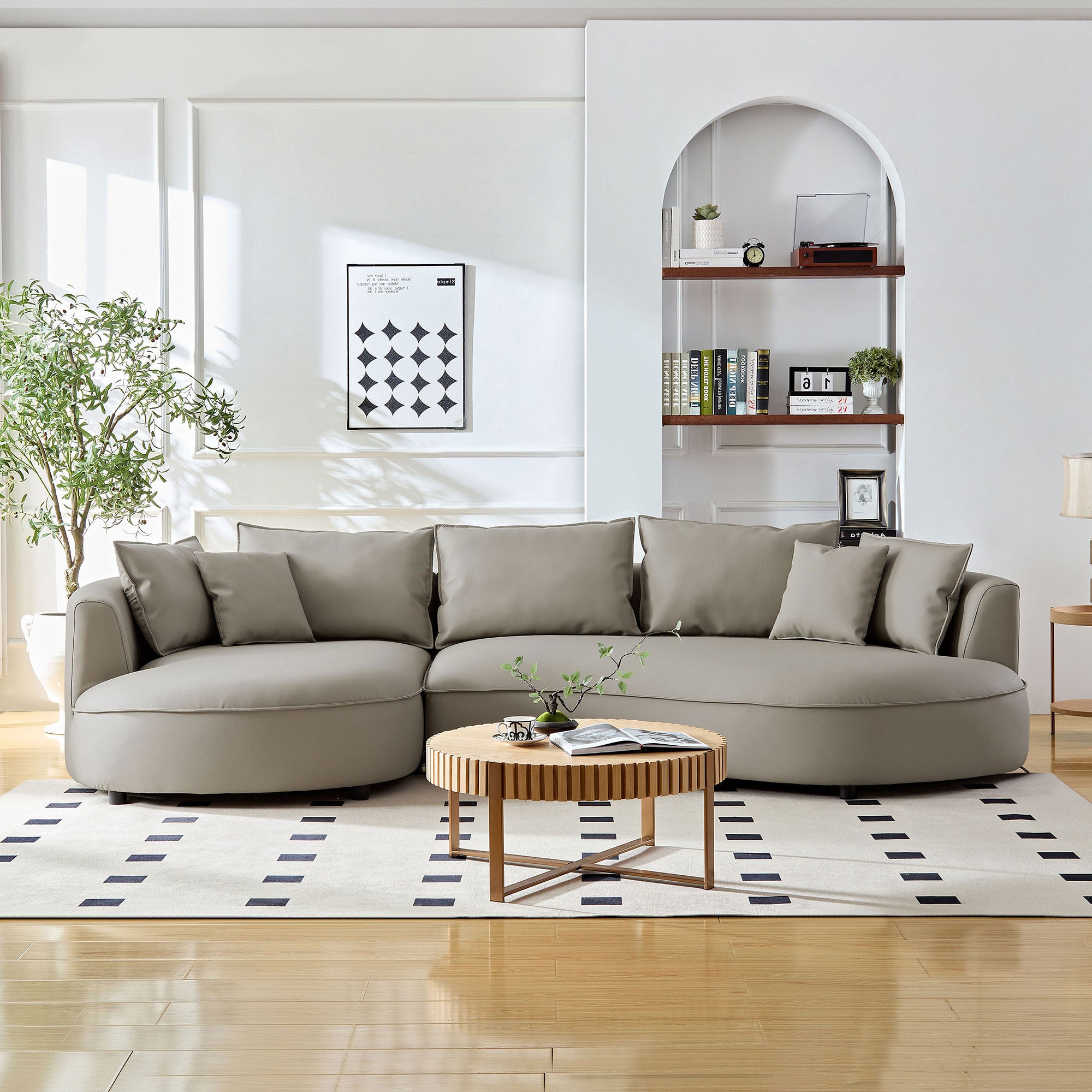 Helshia Grey Modern Curved Sectional