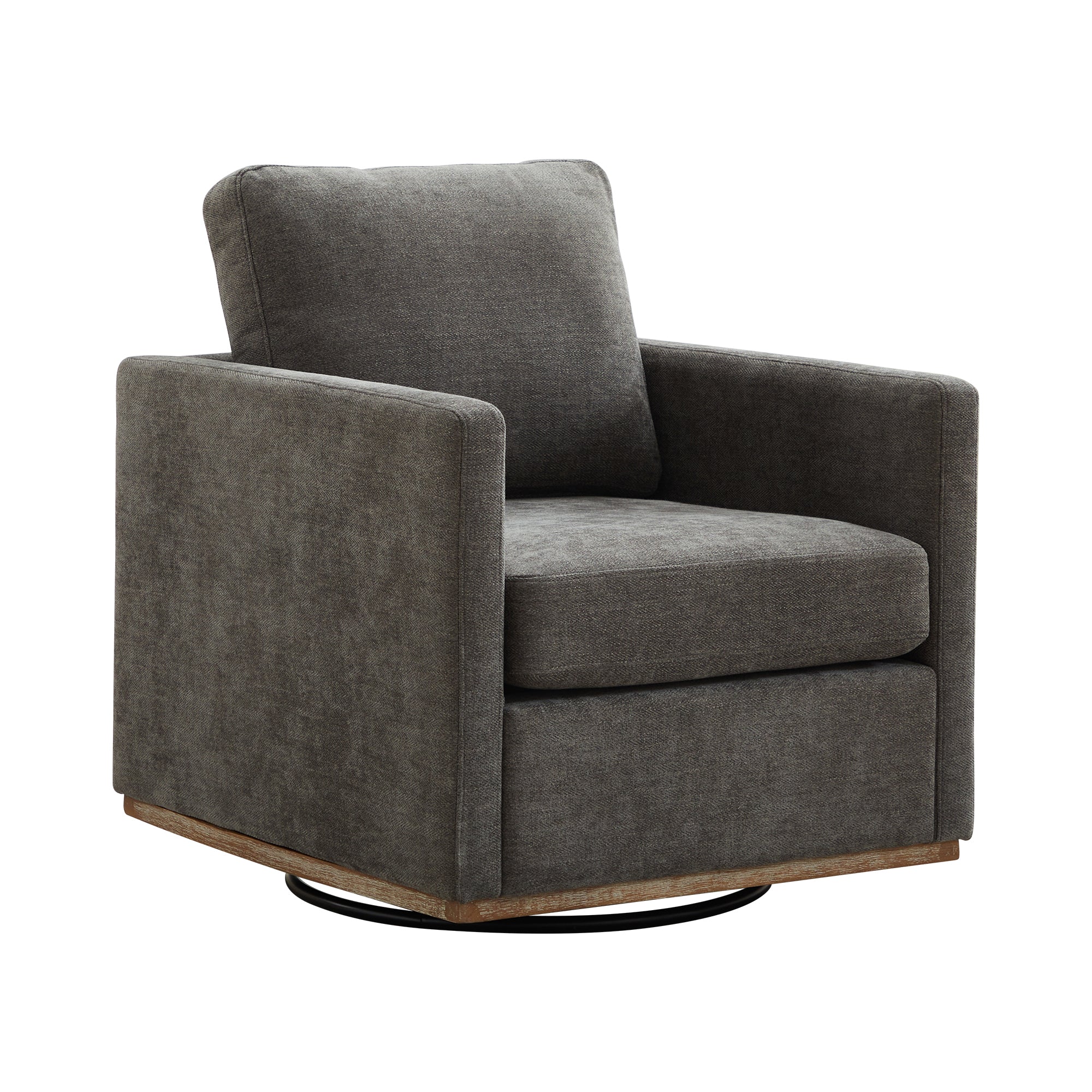 Monaco Charcoal Upholstered Swivel Accent Chair