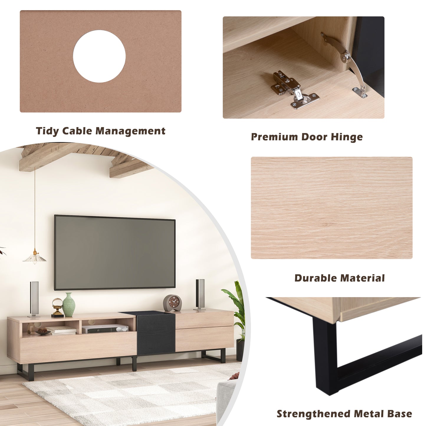 Moderna TV Stand for 80'' TV with Double Storage Space