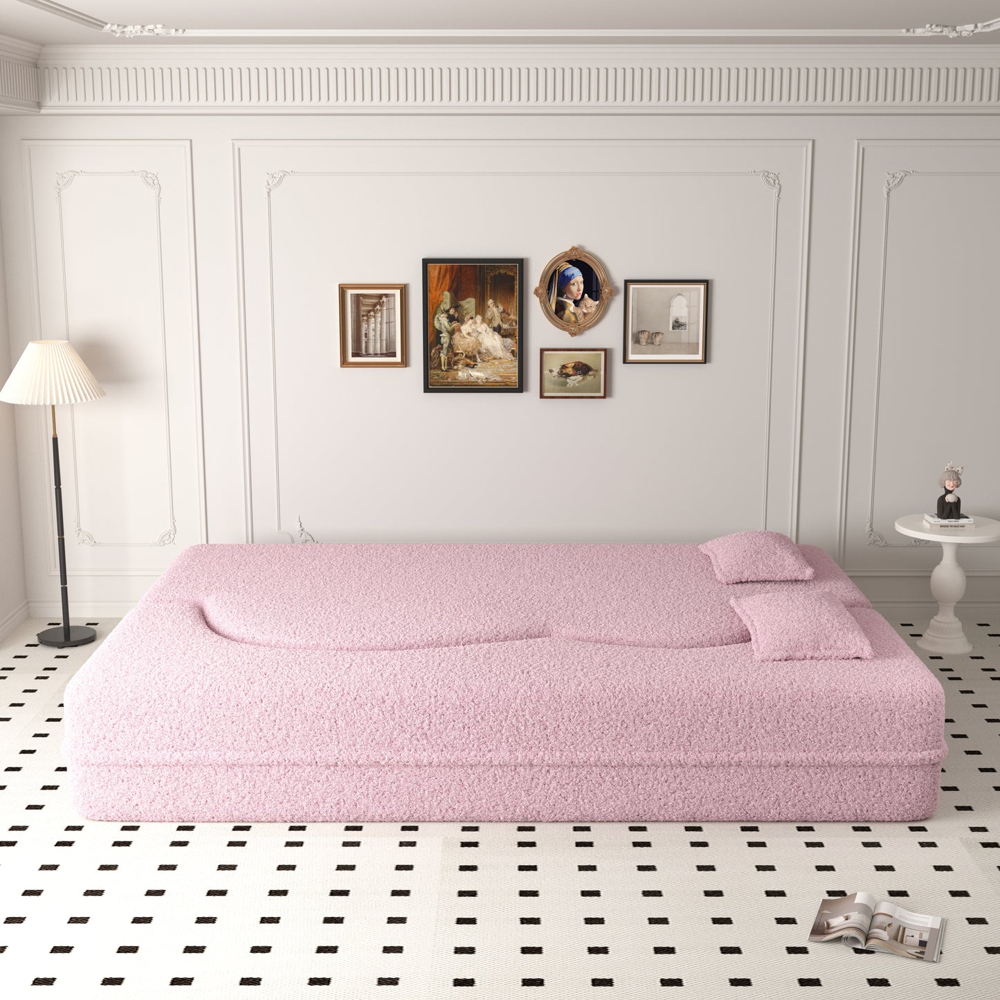 Mucasa Pink Modern Foam-Filled Sleeper Sofa