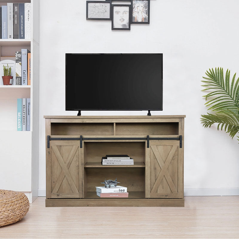 Farmhouse TV Stand w/ Sliding Barn Door