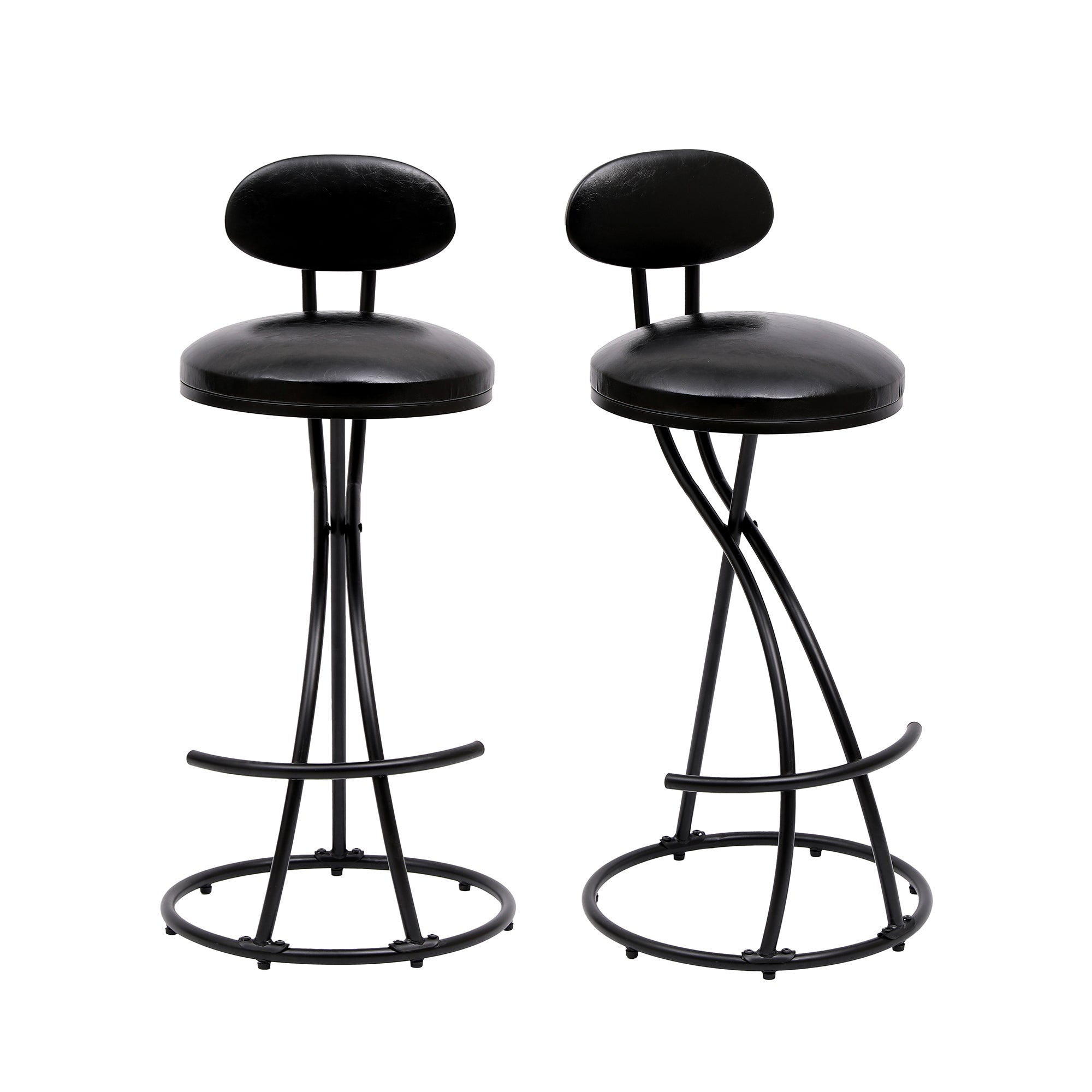 Vickie Black Round Armless Bar Stools (Set of 2)
