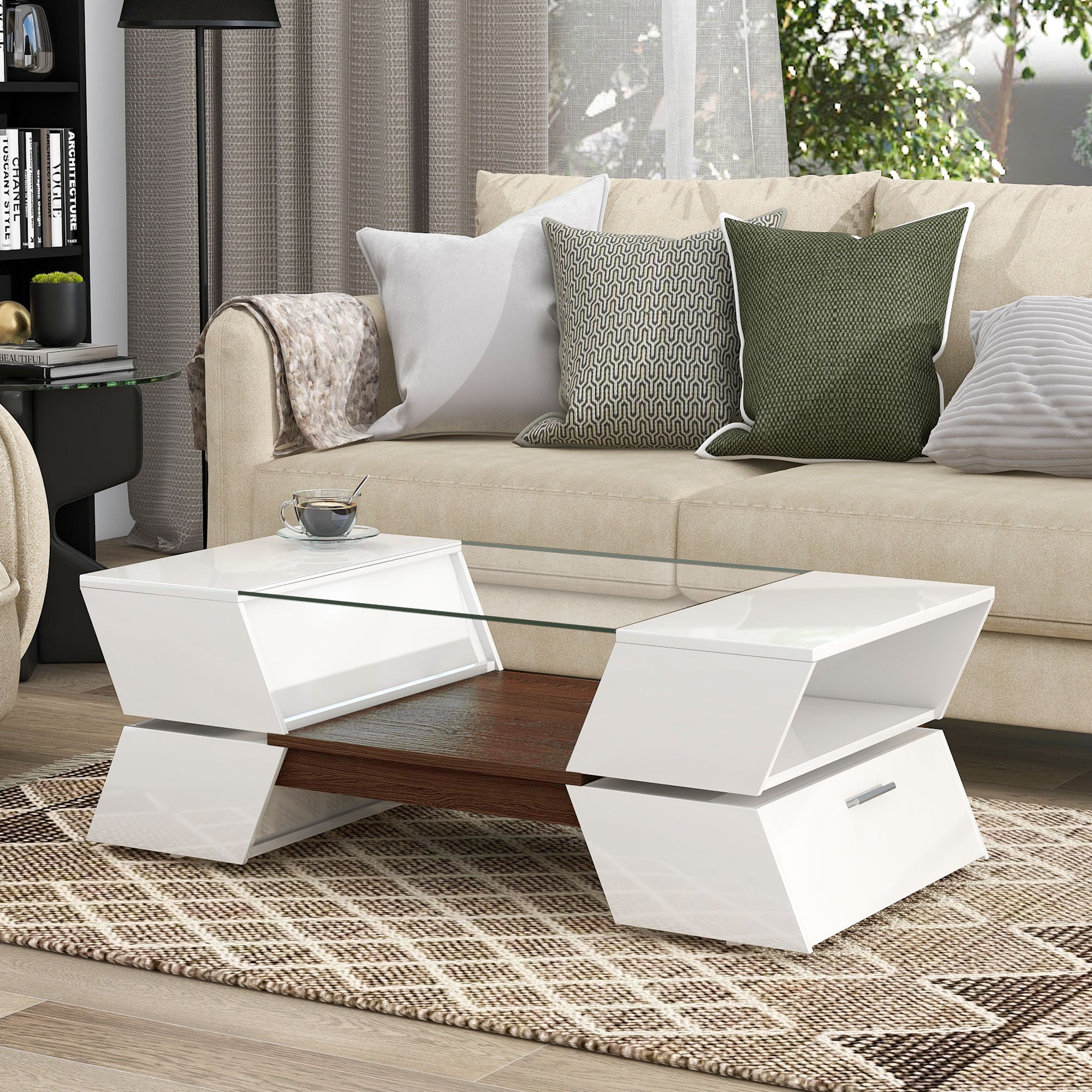 Zen p Coffee Table with Open Shelves