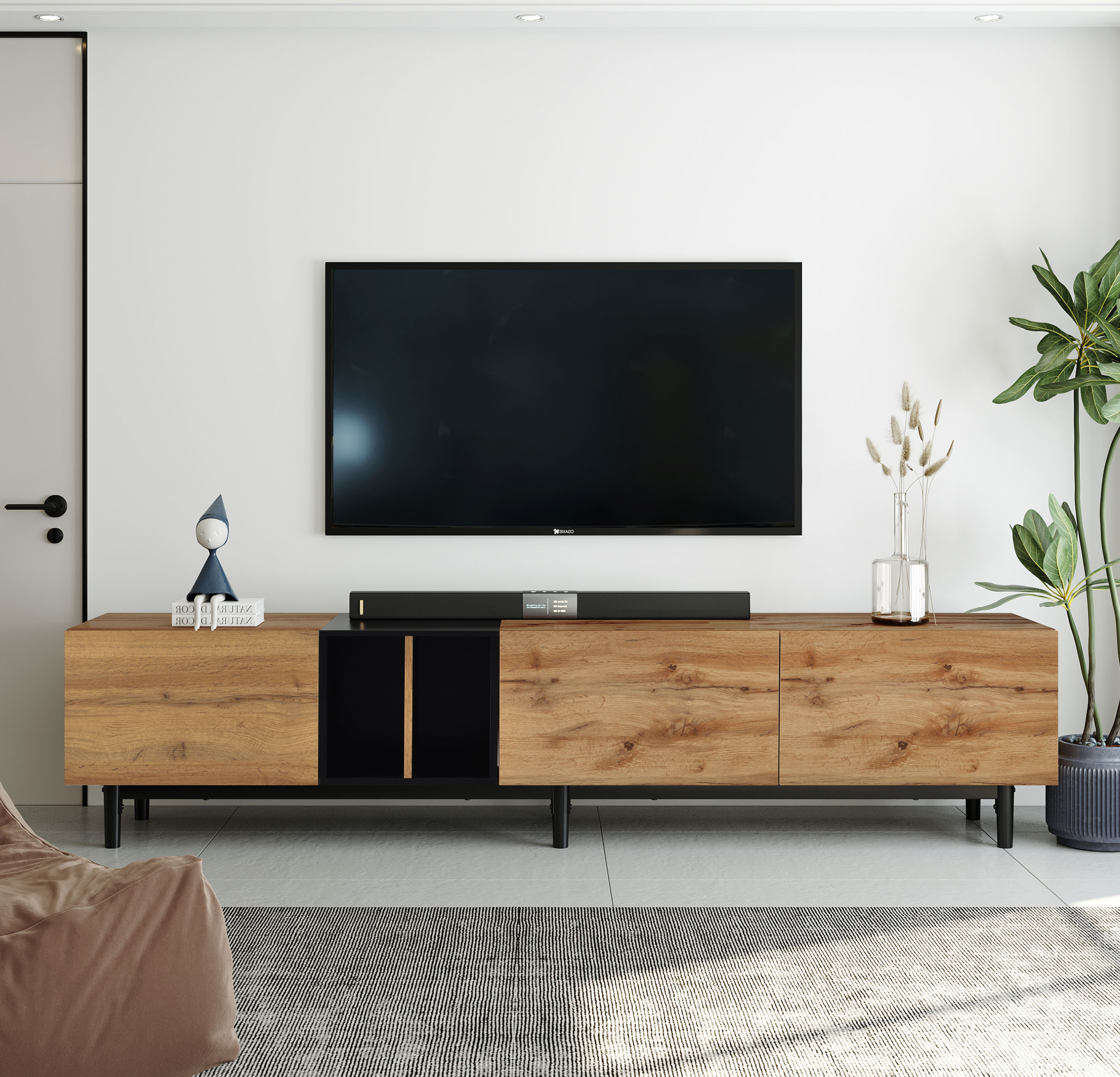 Livid Natural Modern TV Stand for 80'' TV