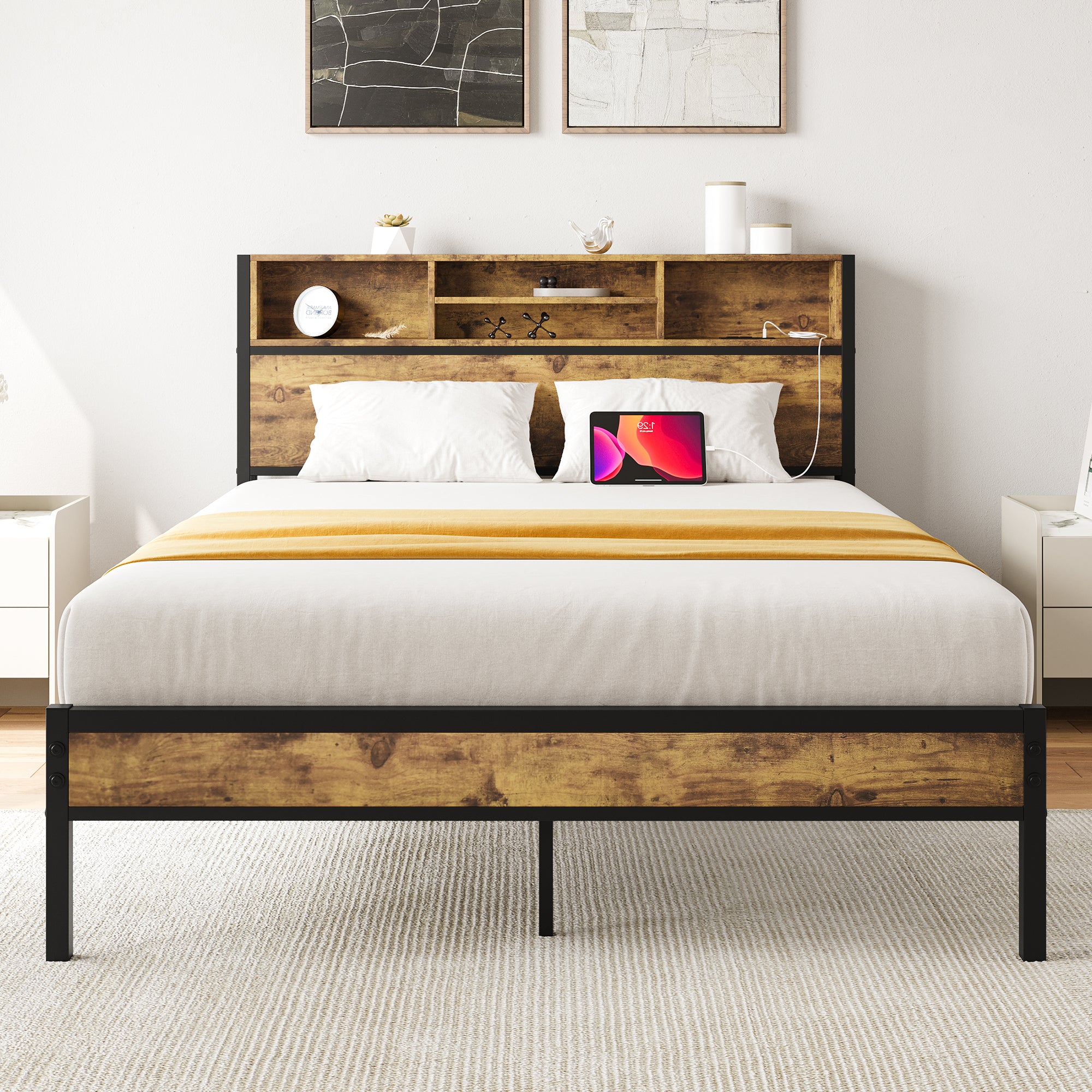 Summit Full Size Bed Frame with Storage Headboard