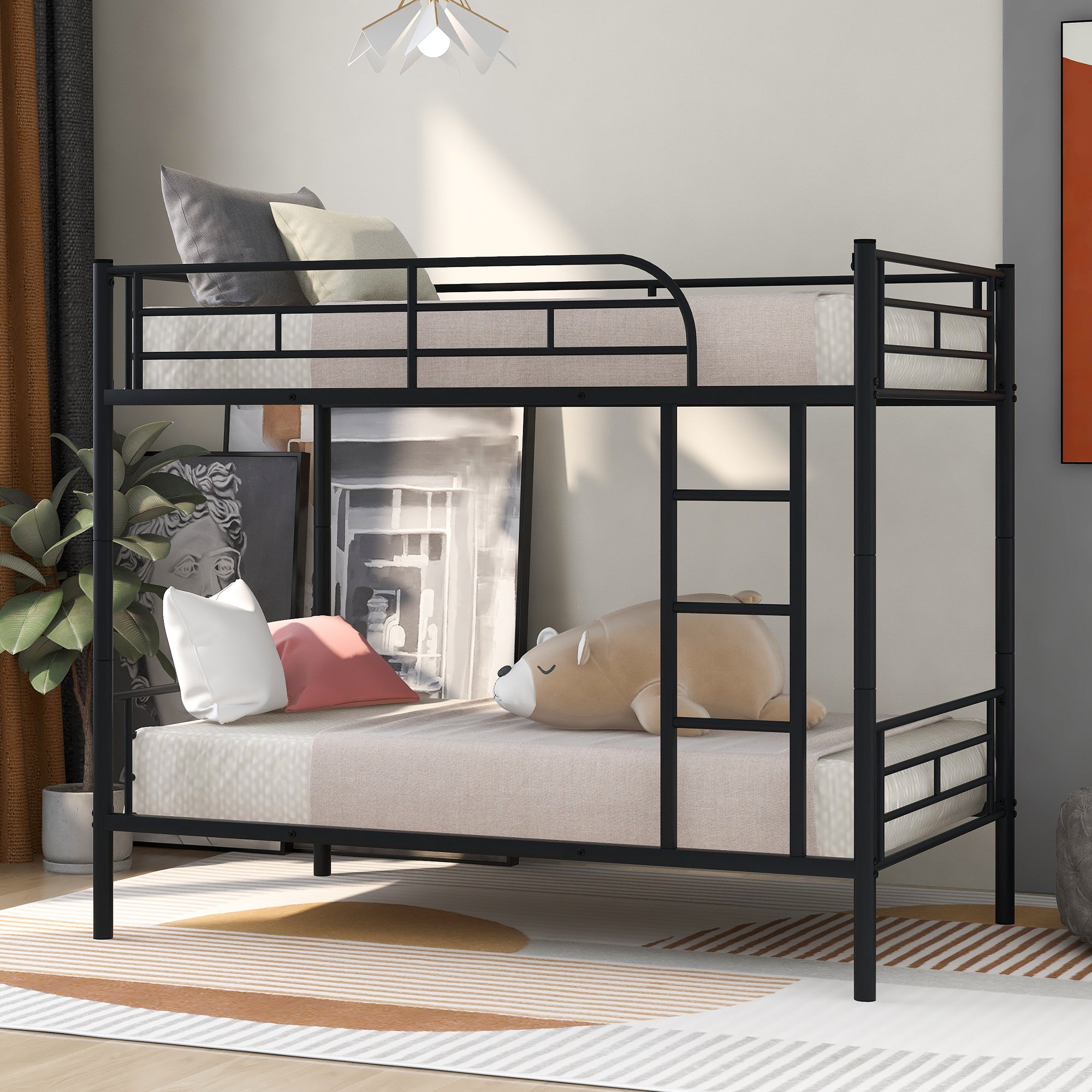 Stax Twin Over Twin Metal Bunk Bed in Black Finish