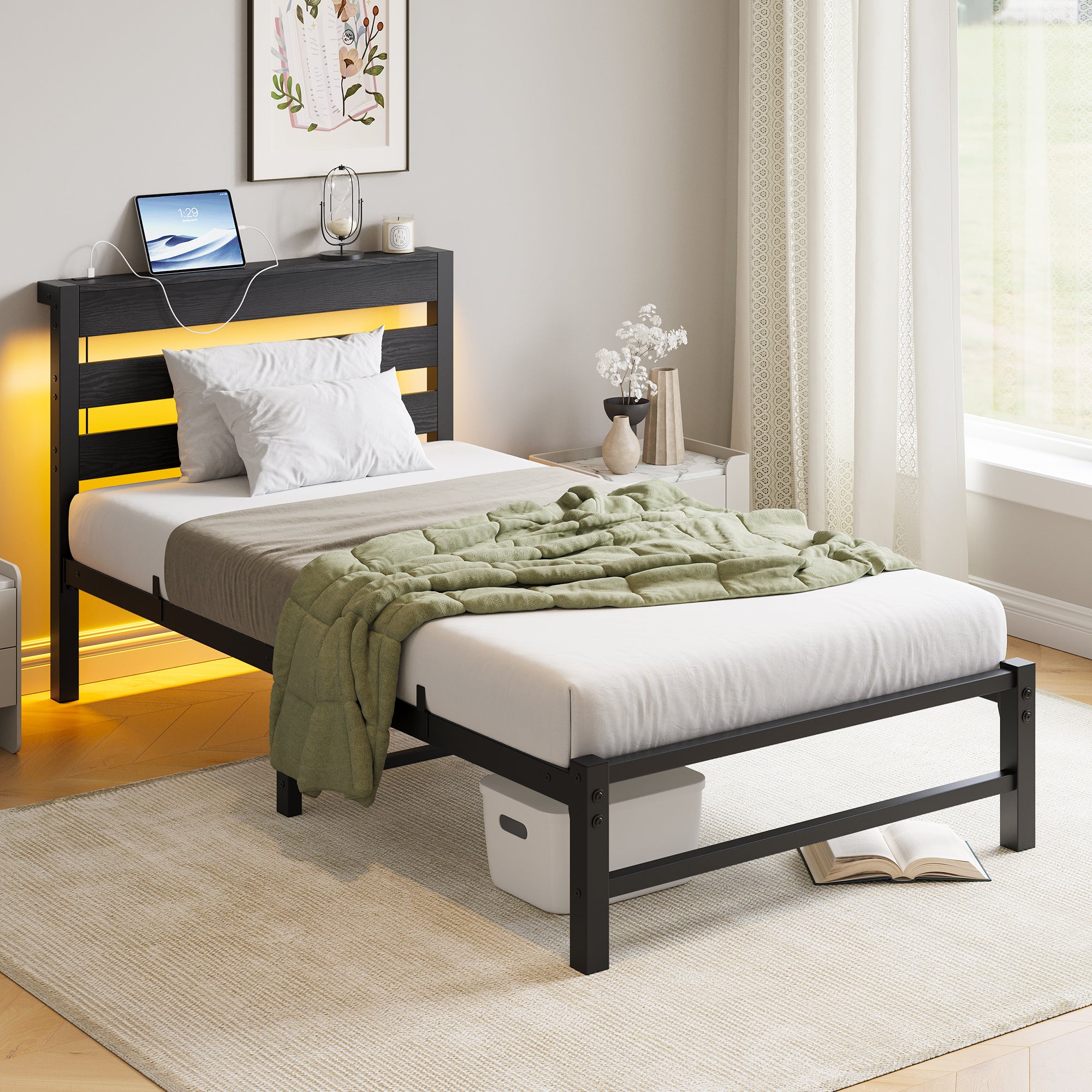 Axis Twin Bed Frame Heavy Duty Platform Bed