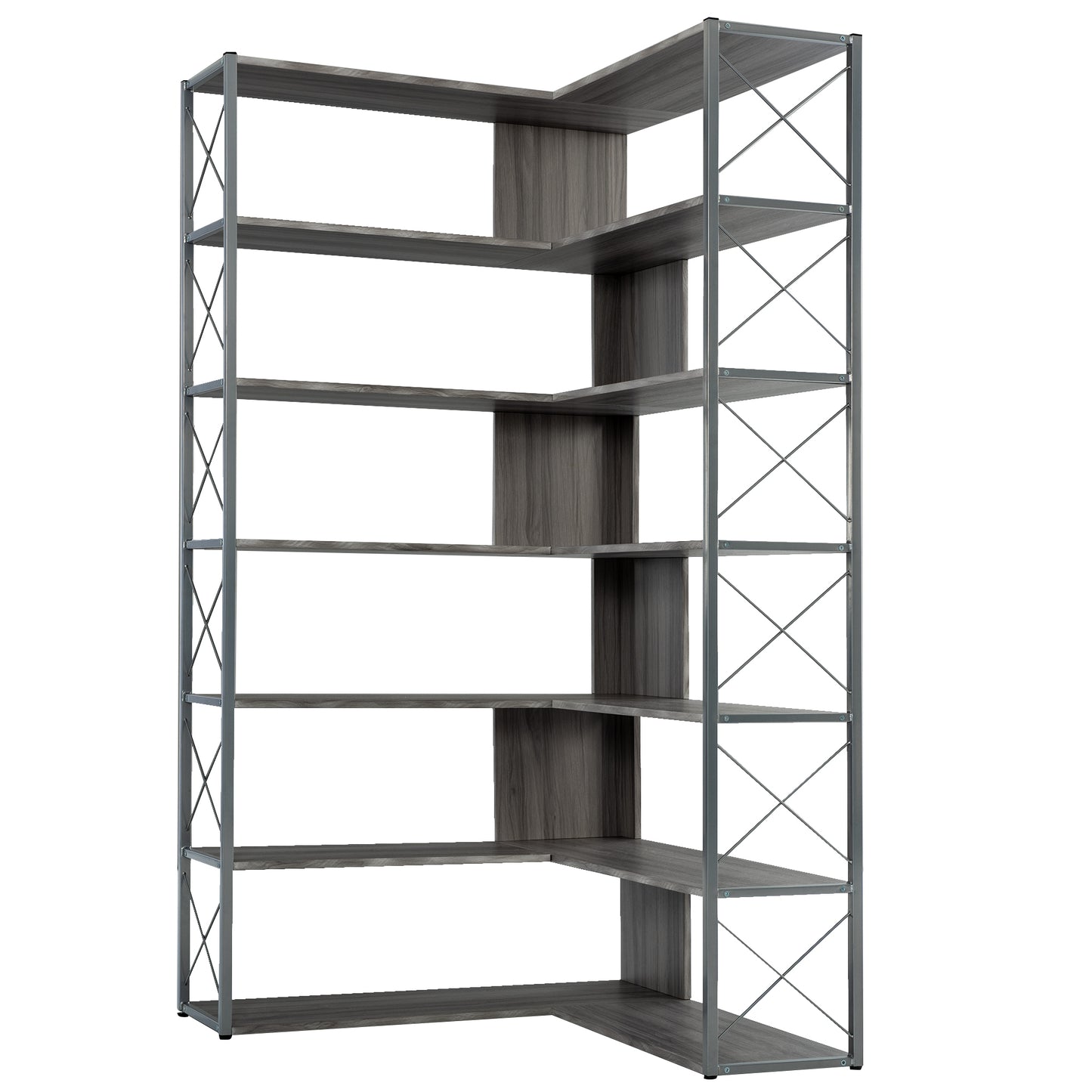 Garmin Silver+Grey 7-Tier Metal Bookcase