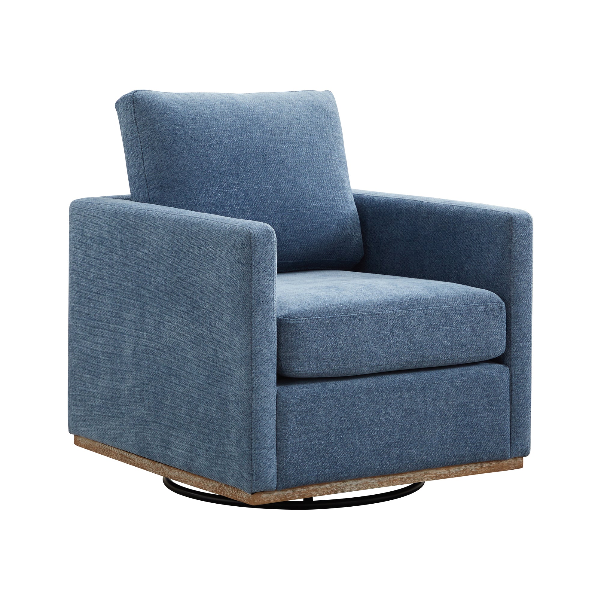 Monaco Blue Charcoal Upholstered Swivel Accent Chair