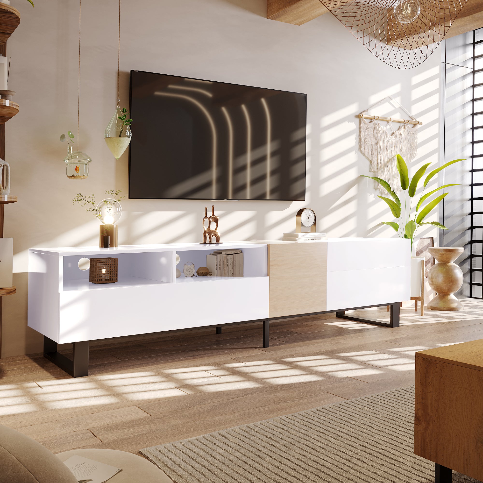 Livid White Modern TV Stand for 80'' TV