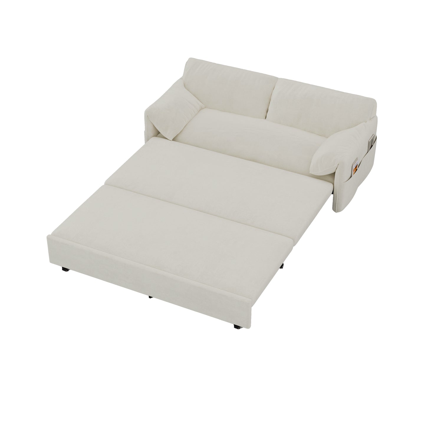 63.8" Morrison Beige Queen Sofa Sleeper with Side Storage