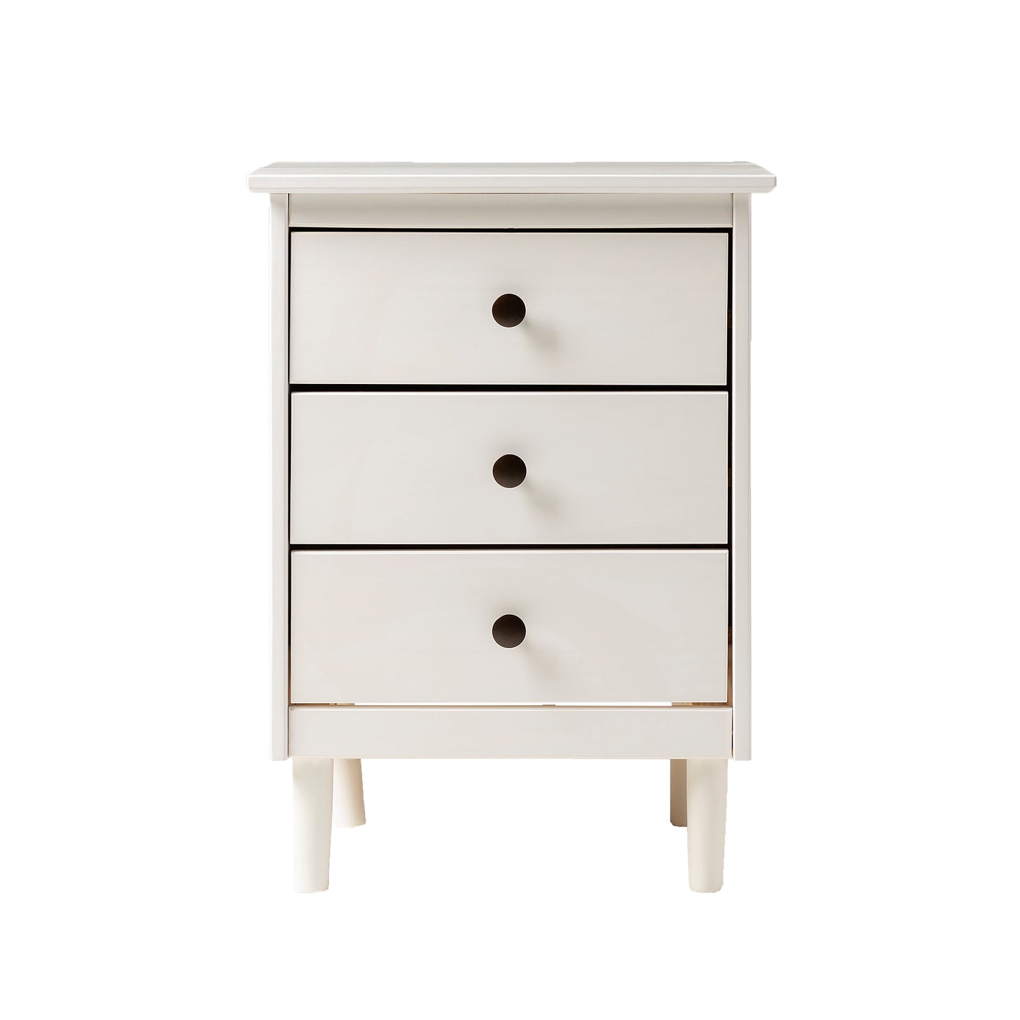 Classic 3-Drawer Solid Wood Nightstand in White Finish