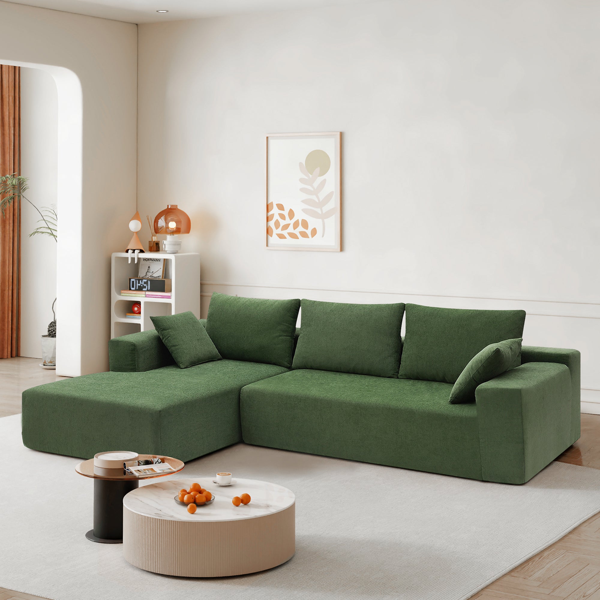 Concord Modular Sectional in Green Chinelle Fabric