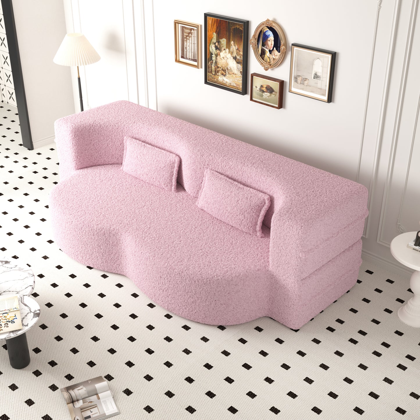 Mucasa Pink Modern Foam-Filled Sleeper Sofa