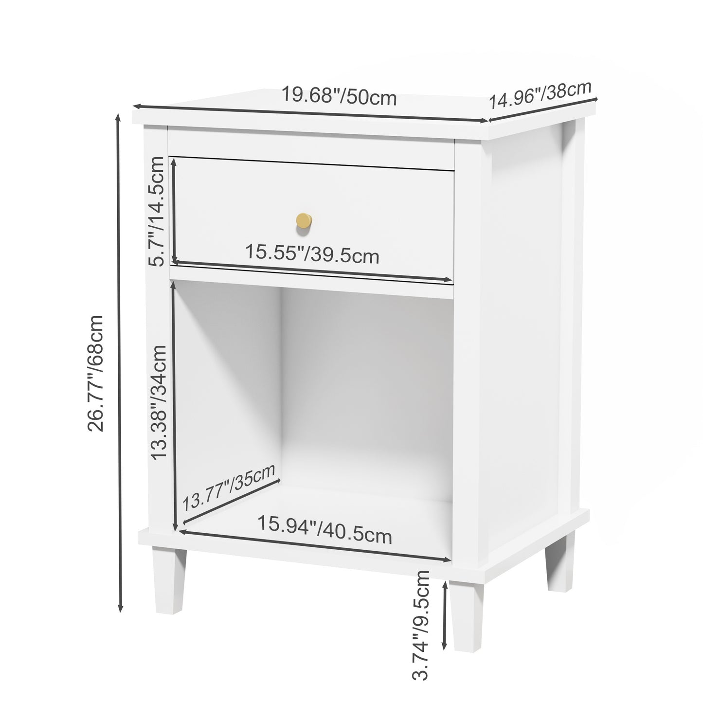 Natasha One Drawer Nighstand in White Finish