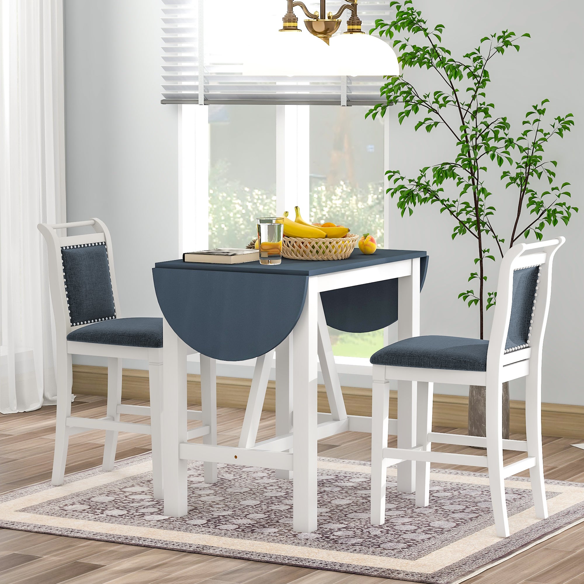 TOPMAX 3-Piece Counter Height Drop Leaf  Dining Table Set