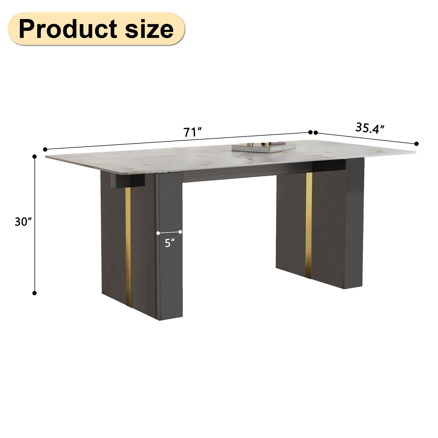 Junio modern rectangular table with 0.39 inch patterned tabletop