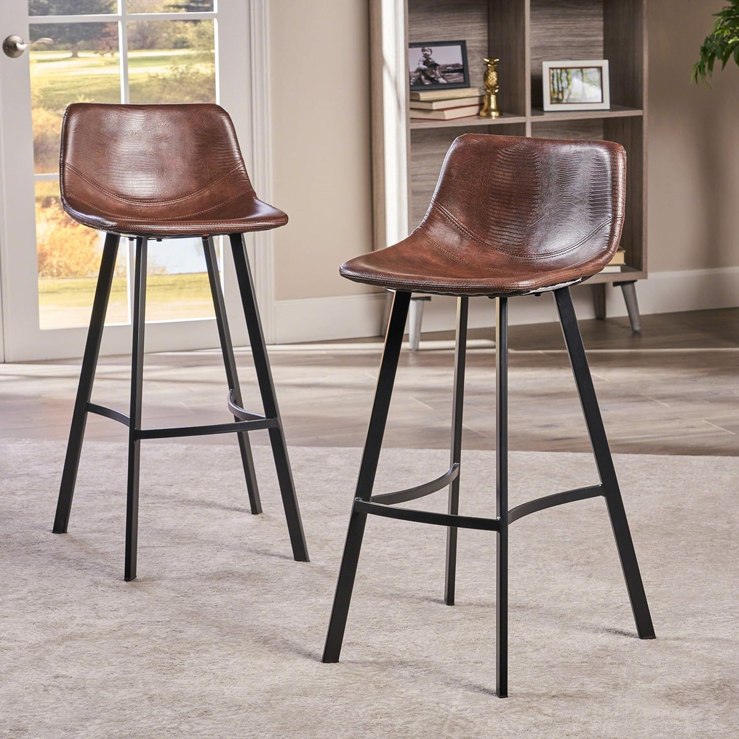 Dumar Dax Faux Leather Barstools (Set of 2)
