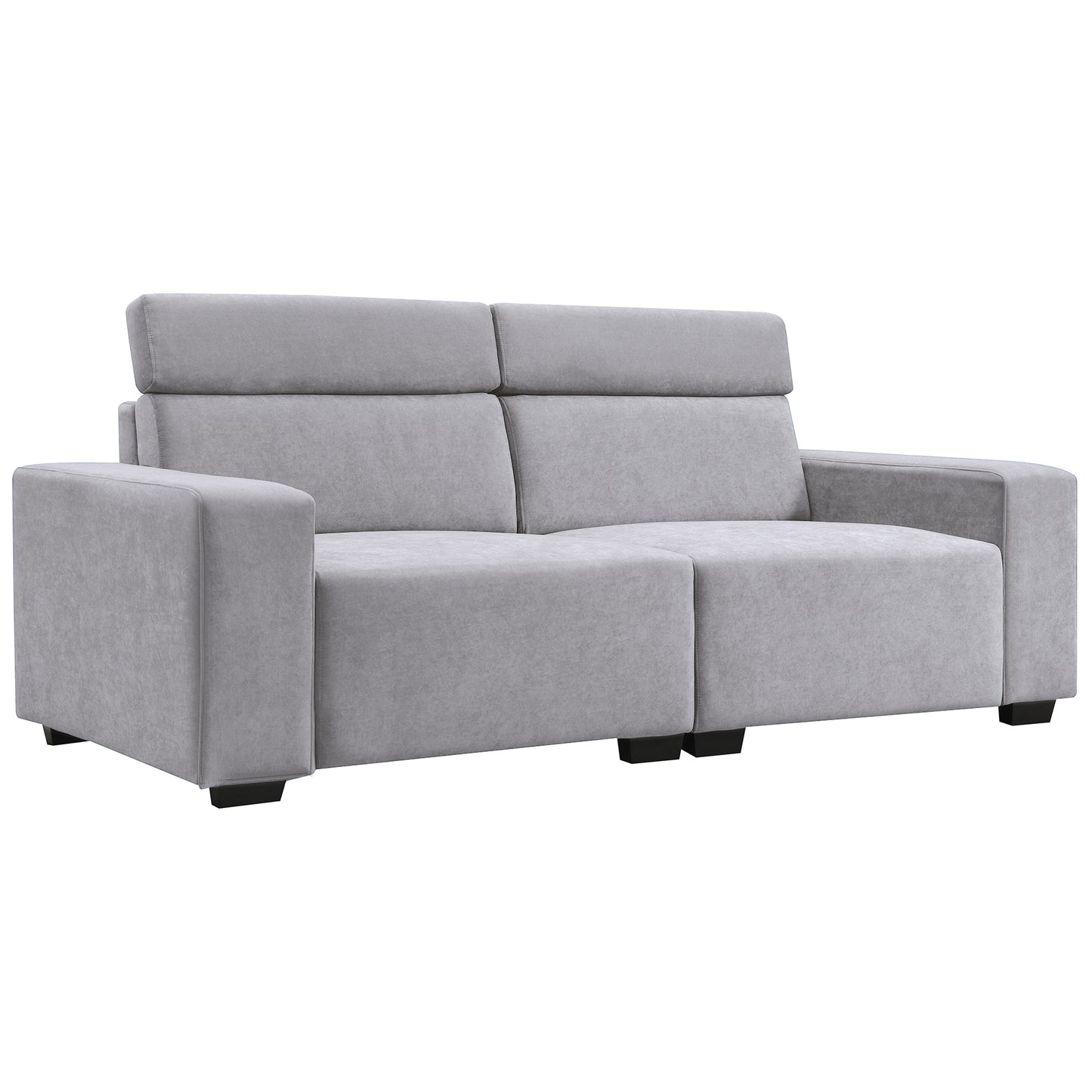 Doral Gray Sectional Sofa Couch w/ Multi-Angle Adjustable Headrest