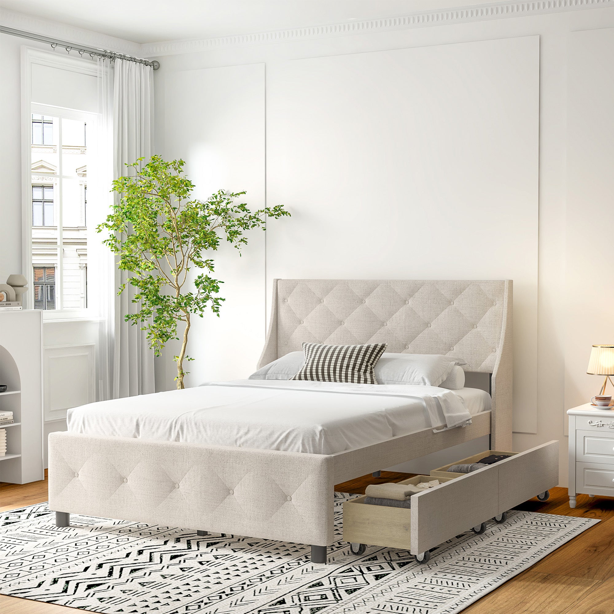 Carlton Queen Bed Frame with Storage Headboard