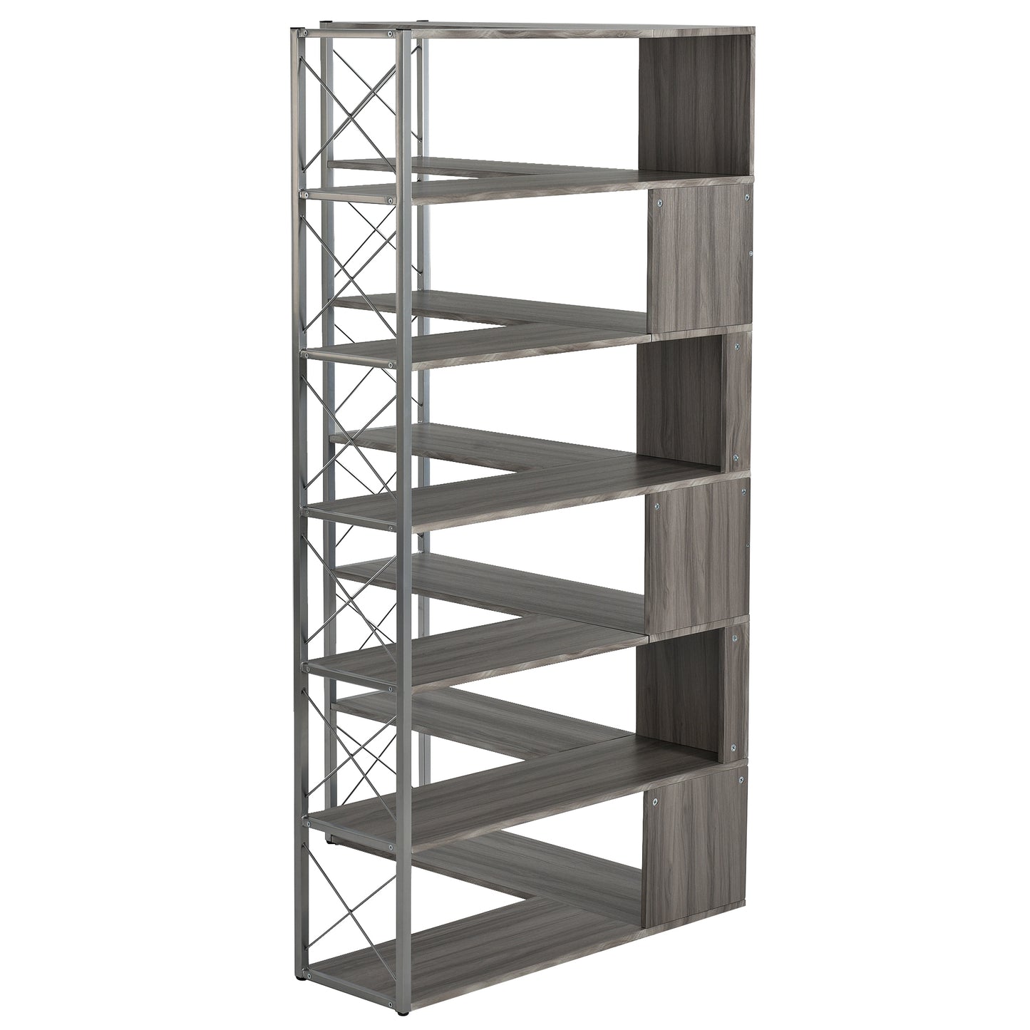 Garmin Silver+Grey 7-Tier Metal Bookcase