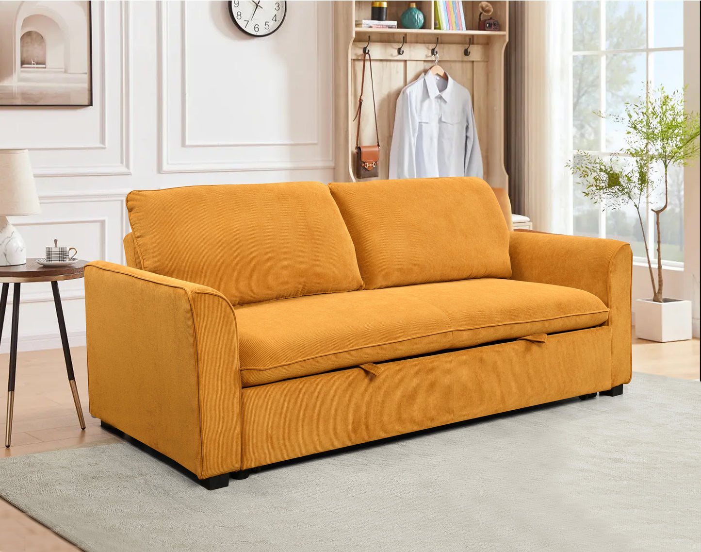 Conner Convertible Sleeper in Yellow Fabric