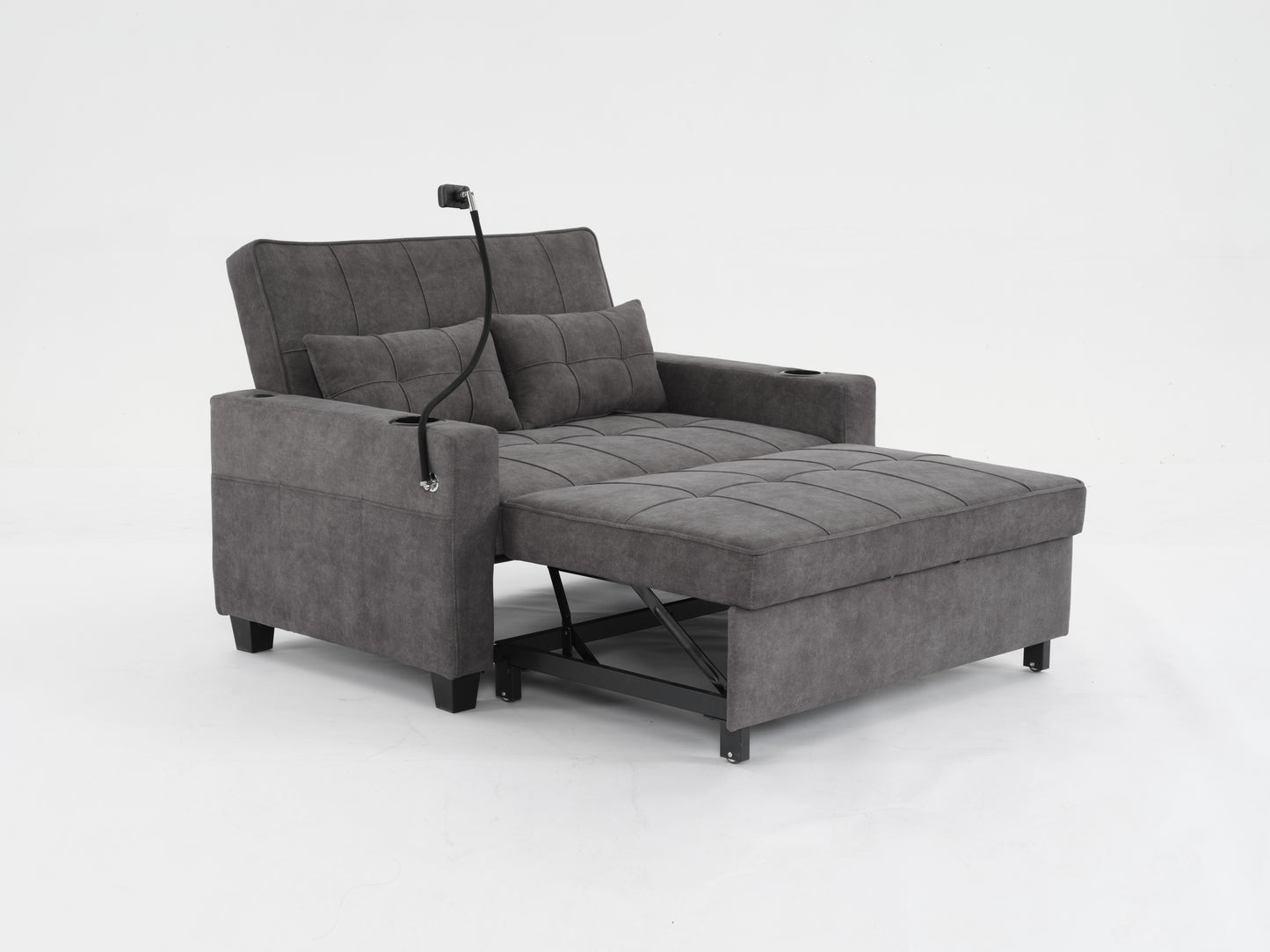 Darwin Convertible Chair 3-in-1 Pull Out Sleeper Chair in Dark Grey Tech Fabric